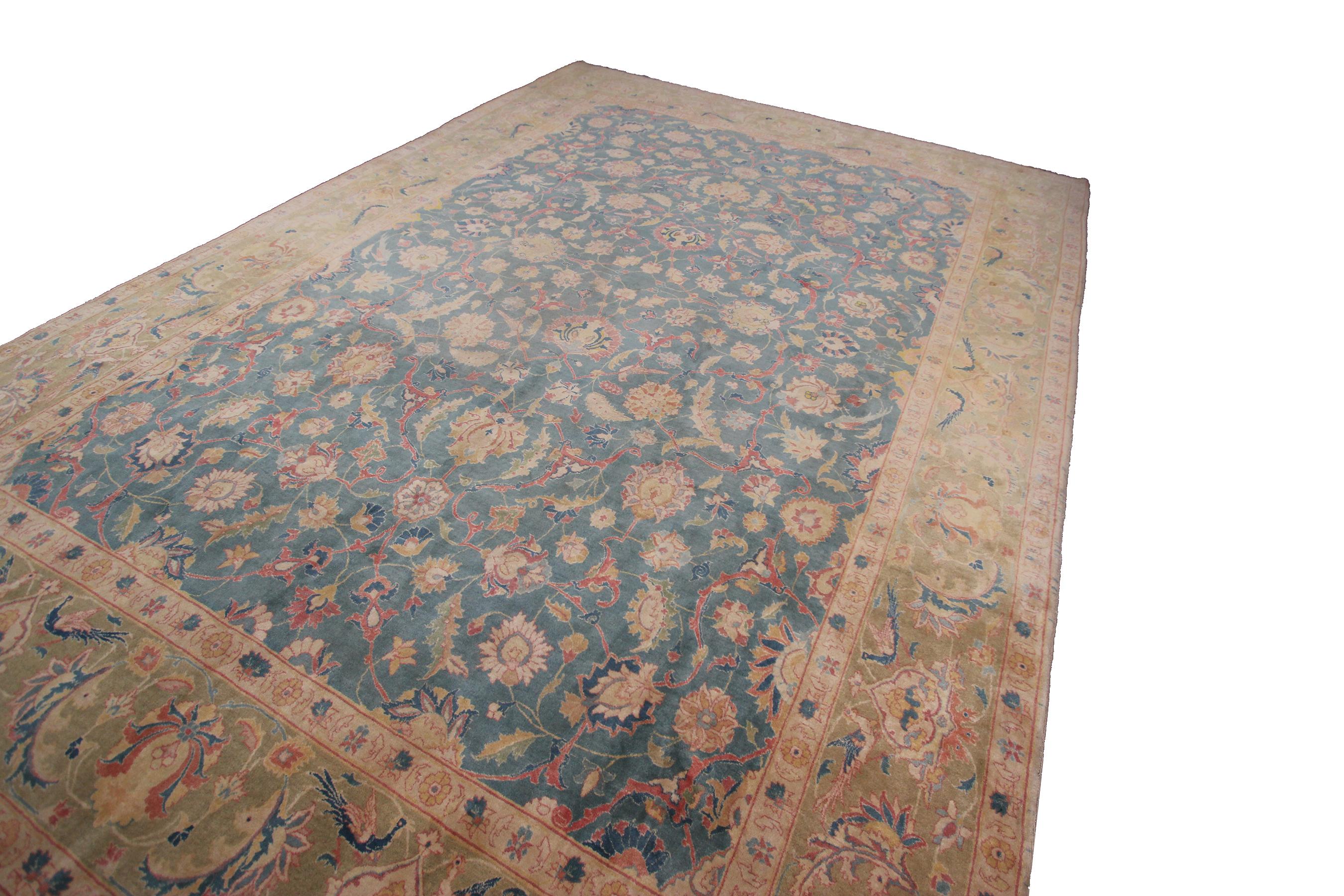 Early 20th Century Antique Persian Rug Antique Persian Tabriz Rug Geometric Overall Allover For Sale