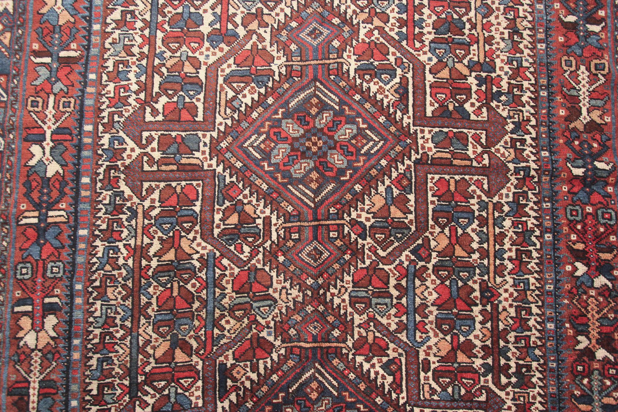 Antique Persian Rug Antique Shiraz Rug Tribal Geometric Overall Wool Found For Sale 1