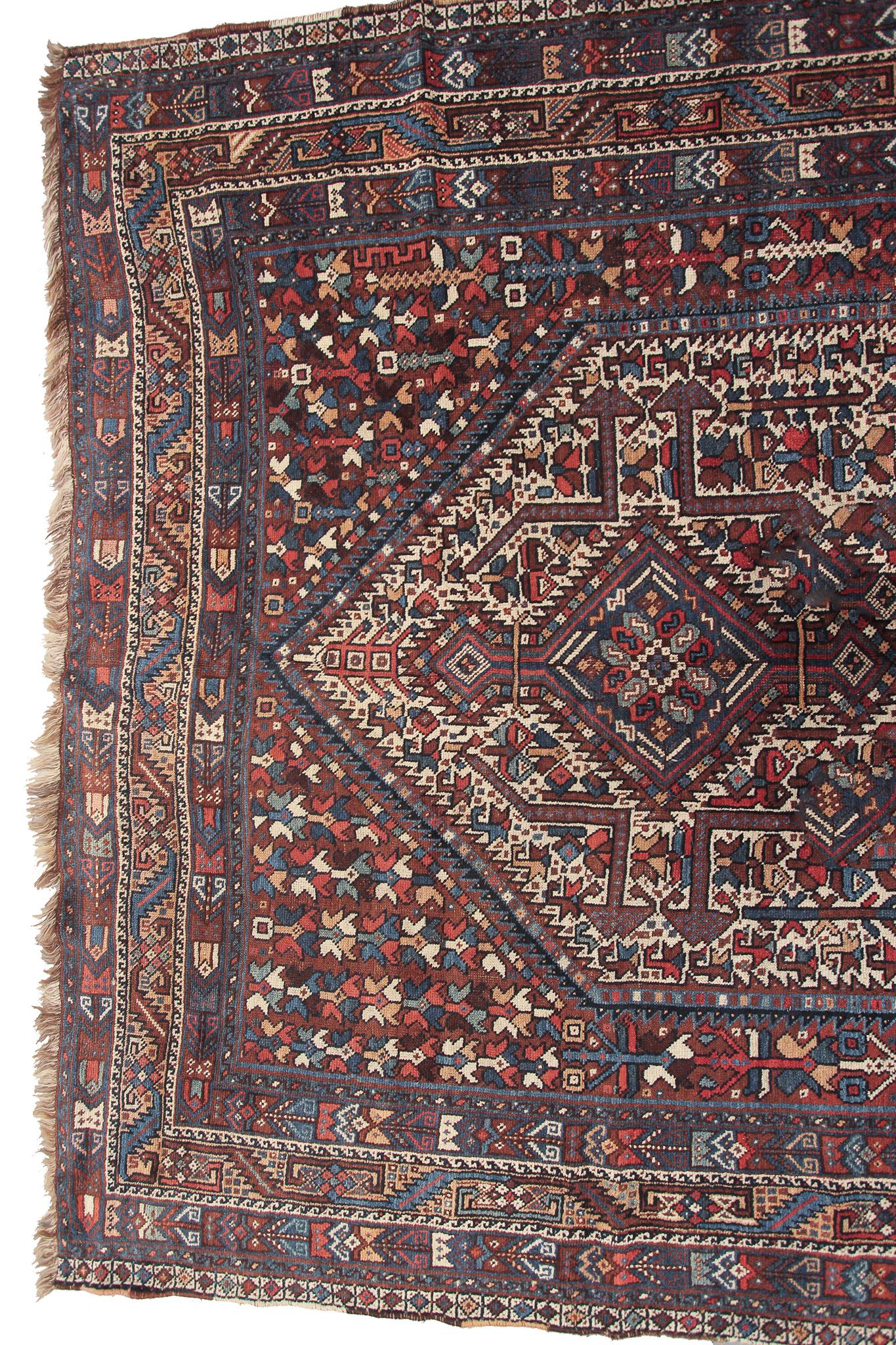 Antique Persian Rug Antique Shiraz Rug Tribal Geometric Overall Wool Found For Sale 2