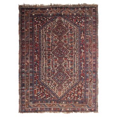 Antique Persian Rug Antique Shiraz Rug Tribal Geometric Overall Wool Found