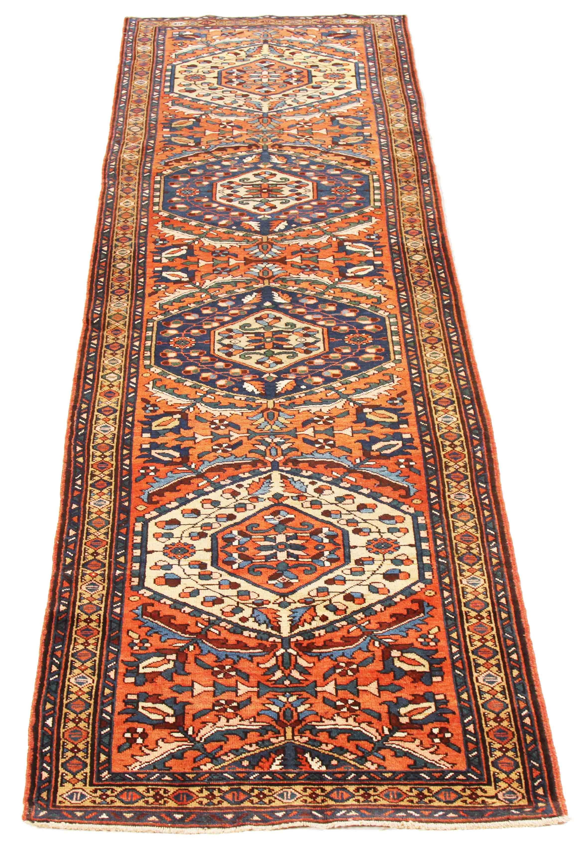 Hand-Knotted Antique Persian Rug Azerbaijan Design with Nature-Inspired Patterns, circa 1960s For Sale