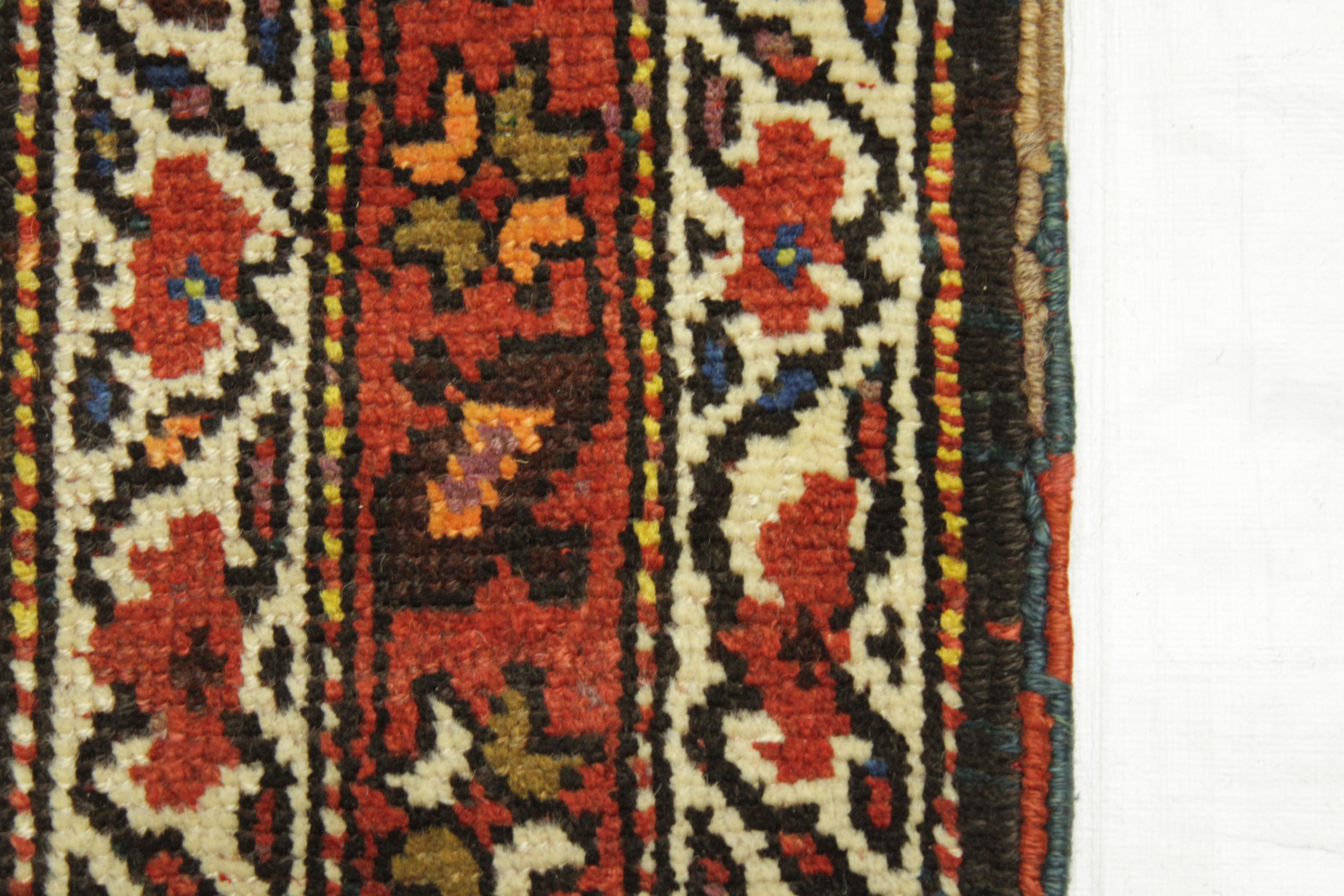 Antique Persian Rug Azerbaijan Design with Vibrant Tribal Patterns, circa 1920s For Sale 2