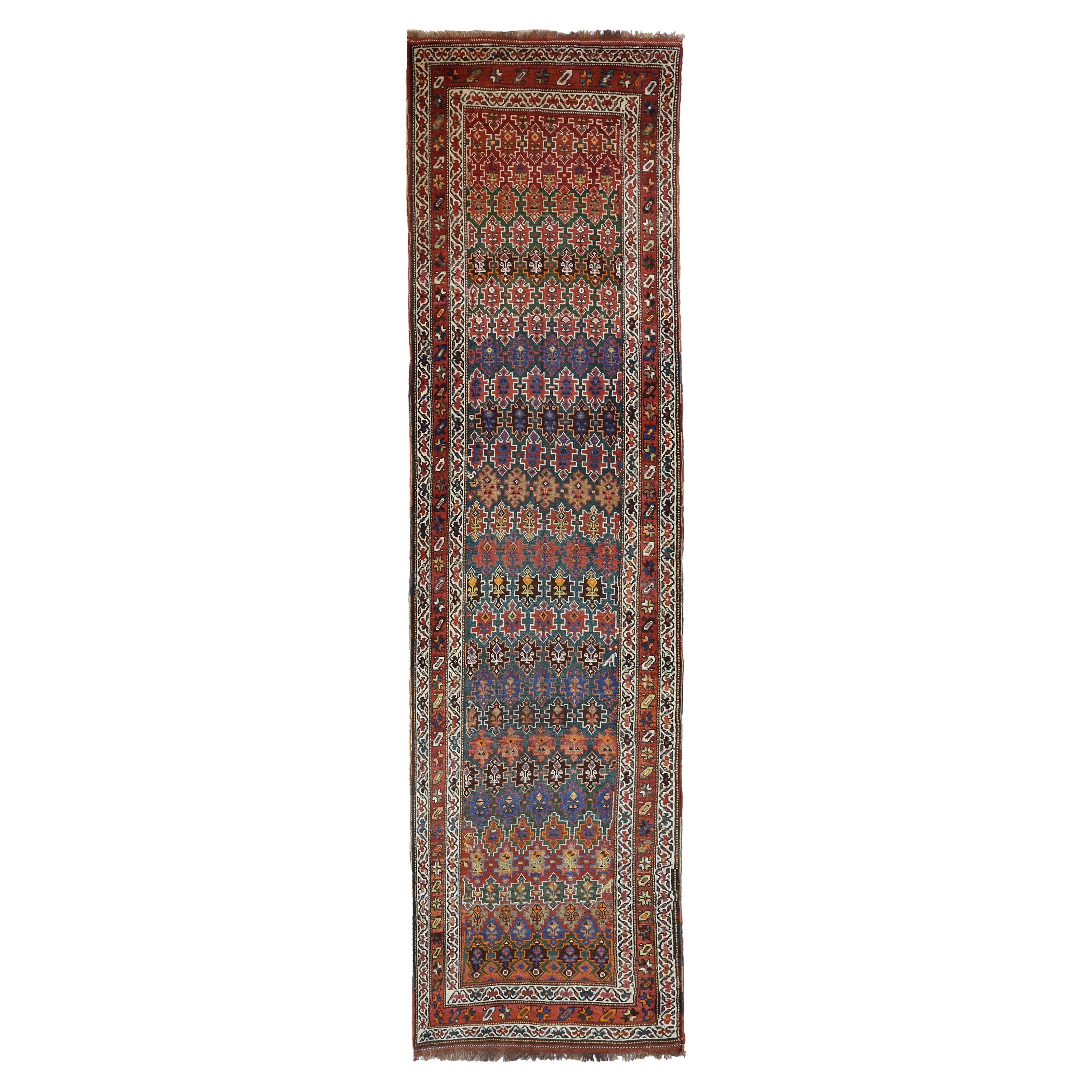 Antique Persian Rug Azerbaijan Design with Vibrant Tribal Patterns, circa 1920s