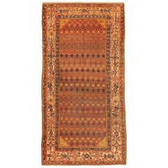 Antique Persian Rug Bakhtiar Design with Starry Black & Orange Motif circa 1930s