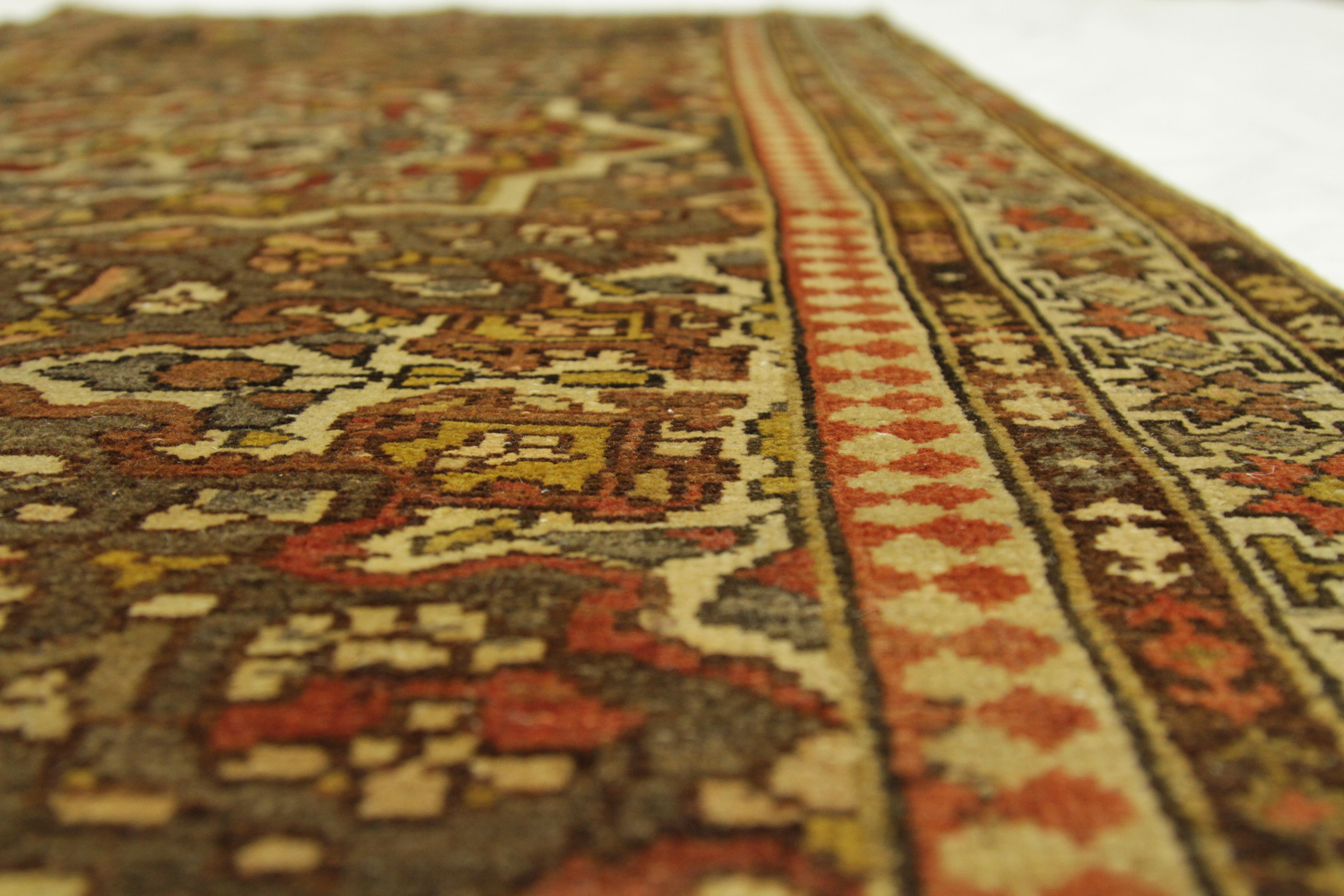 Wool Antique Persian Rug Bakhtiari Design with Ornate Floral Patterns, circa 1940s For Sale