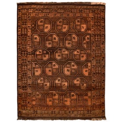 Antique Persian Rug Beige Brown Tribal Baluch Geometric Pattern