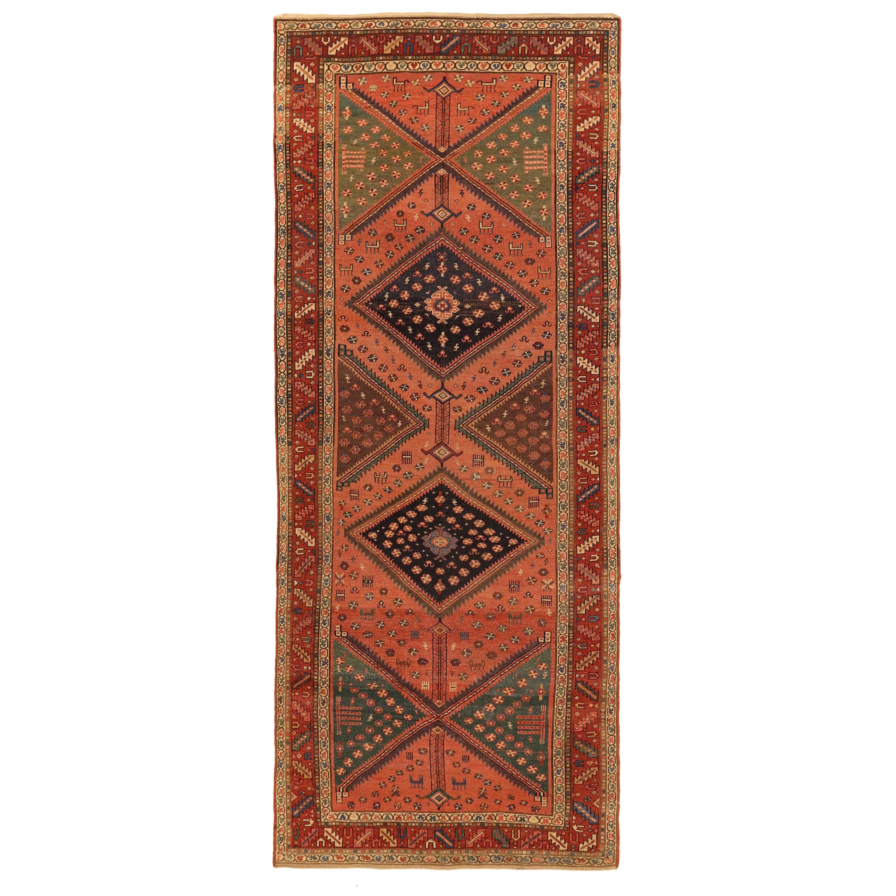 Antique Persian Rug Bijar Design with Elegant Geometric Patterns, circa 1950s