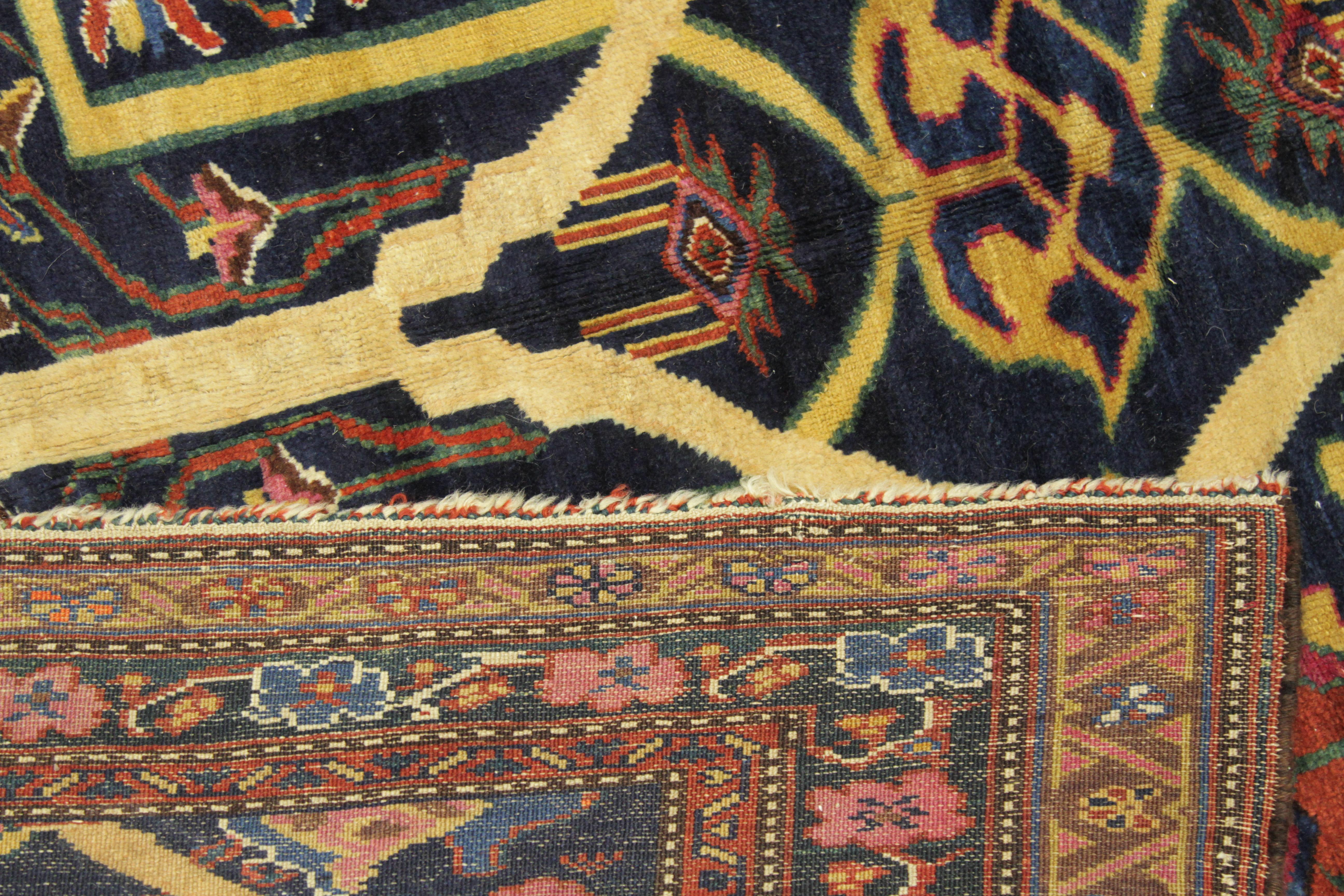 Wool Antique Persian Rug Bijar Design with Multicolored Floral Patterns, circa 1920s For Sale