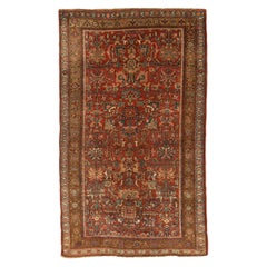 Antiker persischer Teppich Bijar Weave mit grünen und rosa Blumendetails All-Over