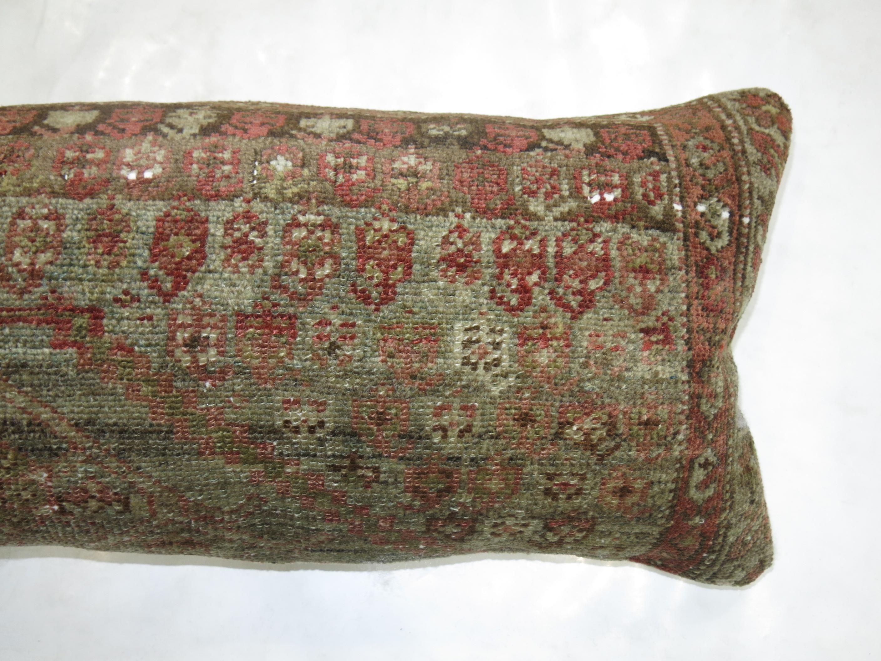 Kashan Antique Persian Rug Bolster Pillow