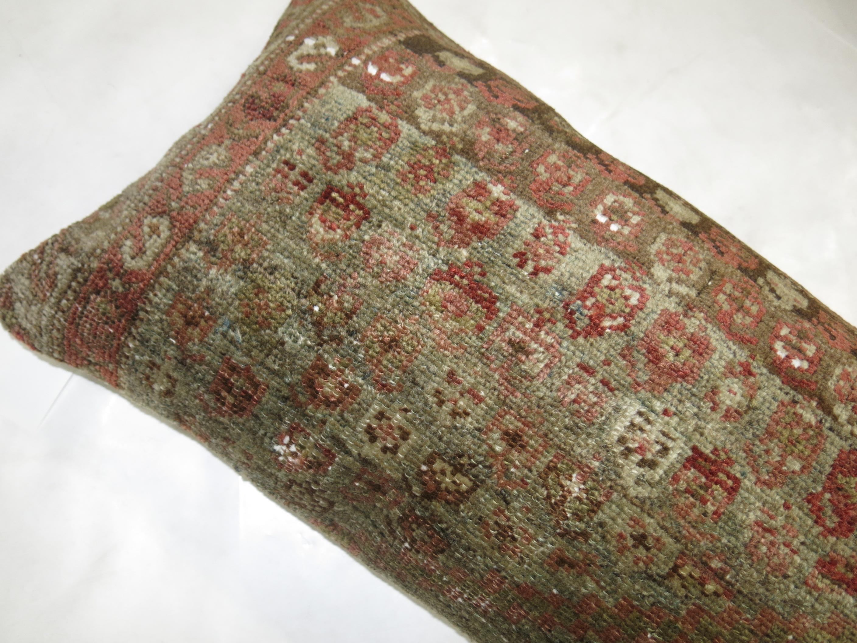 Antique Persian Rug Bolster Pillow In Excellent Condition In New York, NY