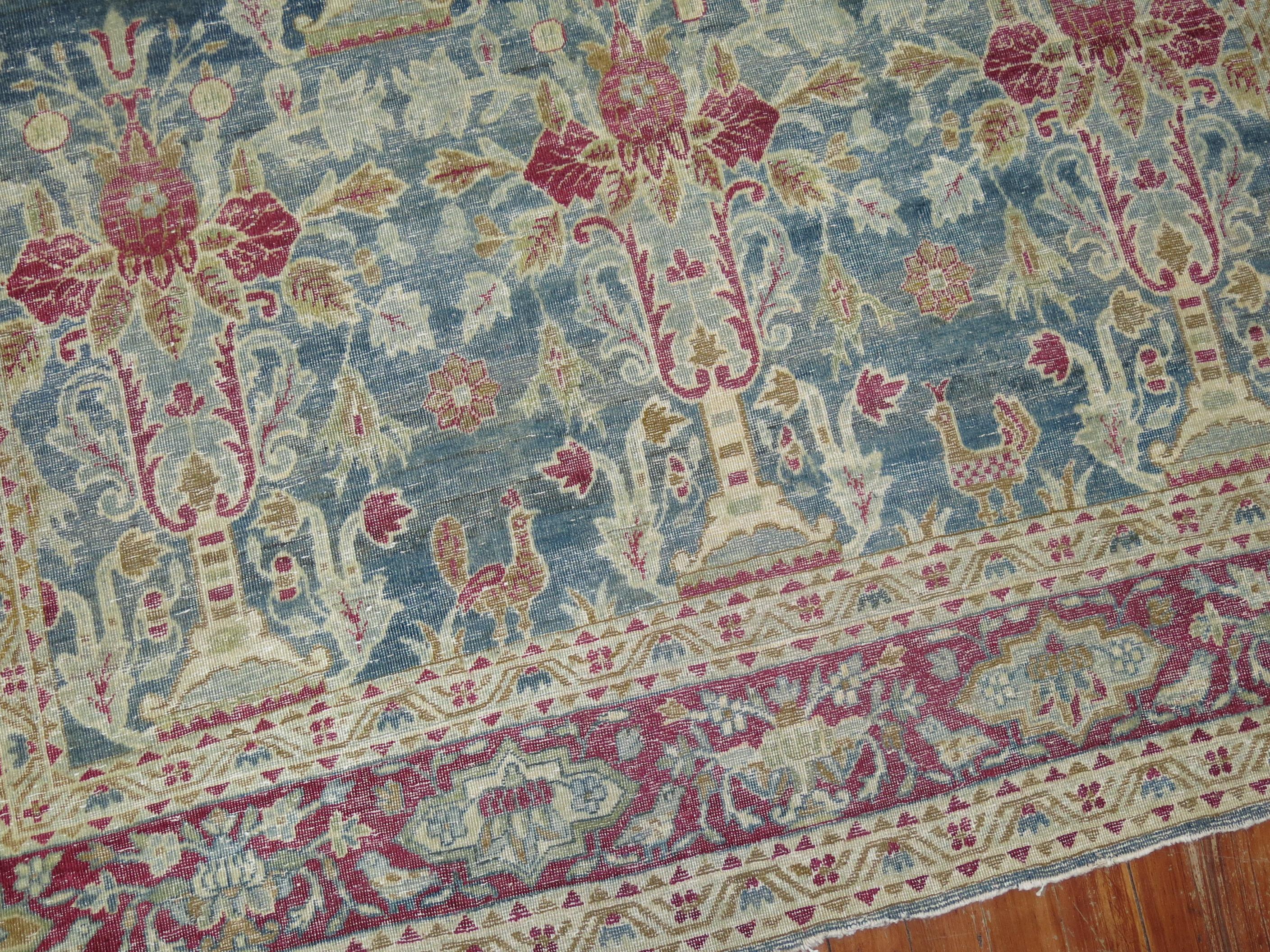 Baroque Revival Antique Persian Kerman Rug For Sale