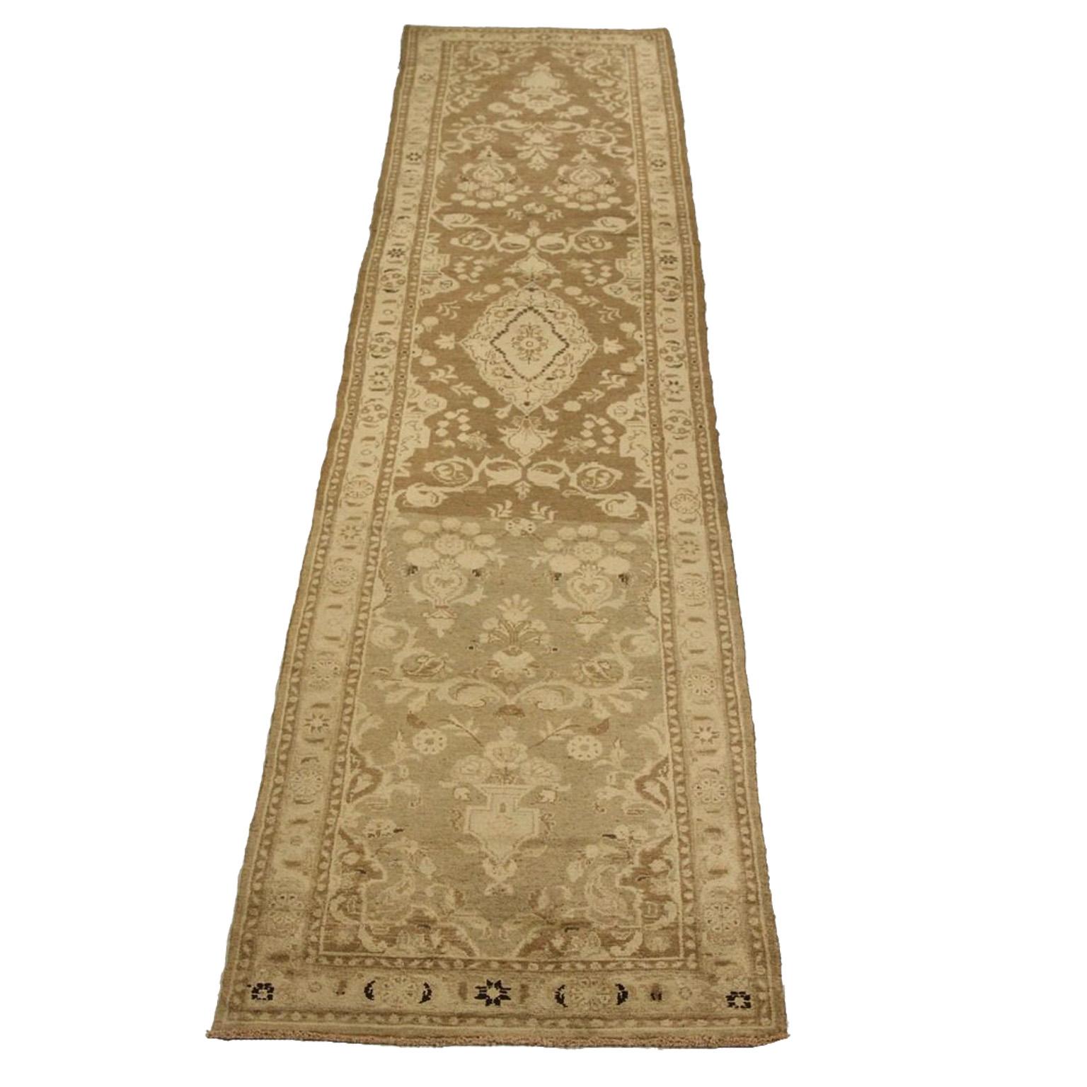 Other Persian Mehraban Runner Rug Circa 1910 - Wool Ivory Taupe Design - 75761 For Sale