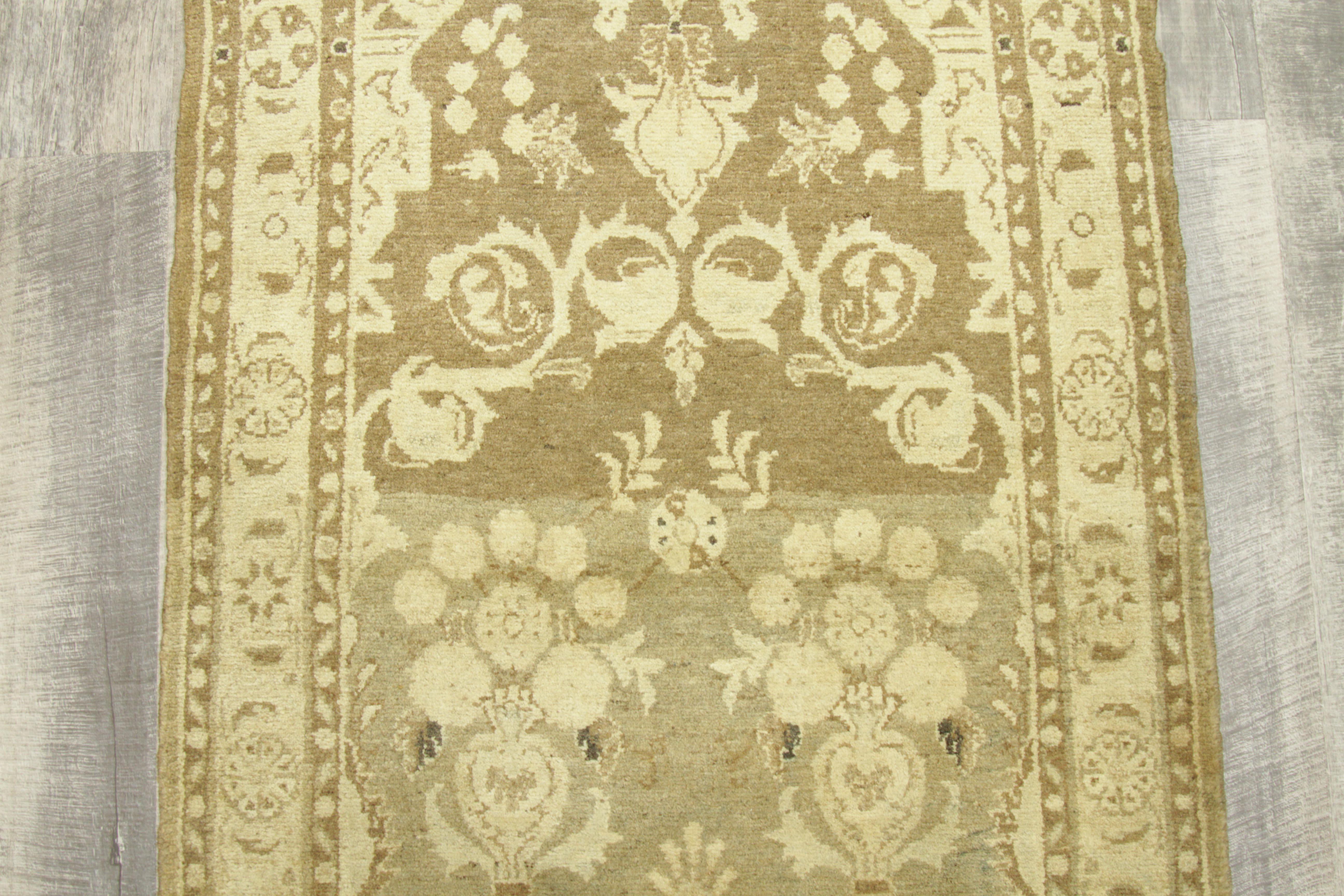 Persian Mehraban Runner Rug Circa 1910 - Wool Ivory Taupe Design - 75761 For Sale 1