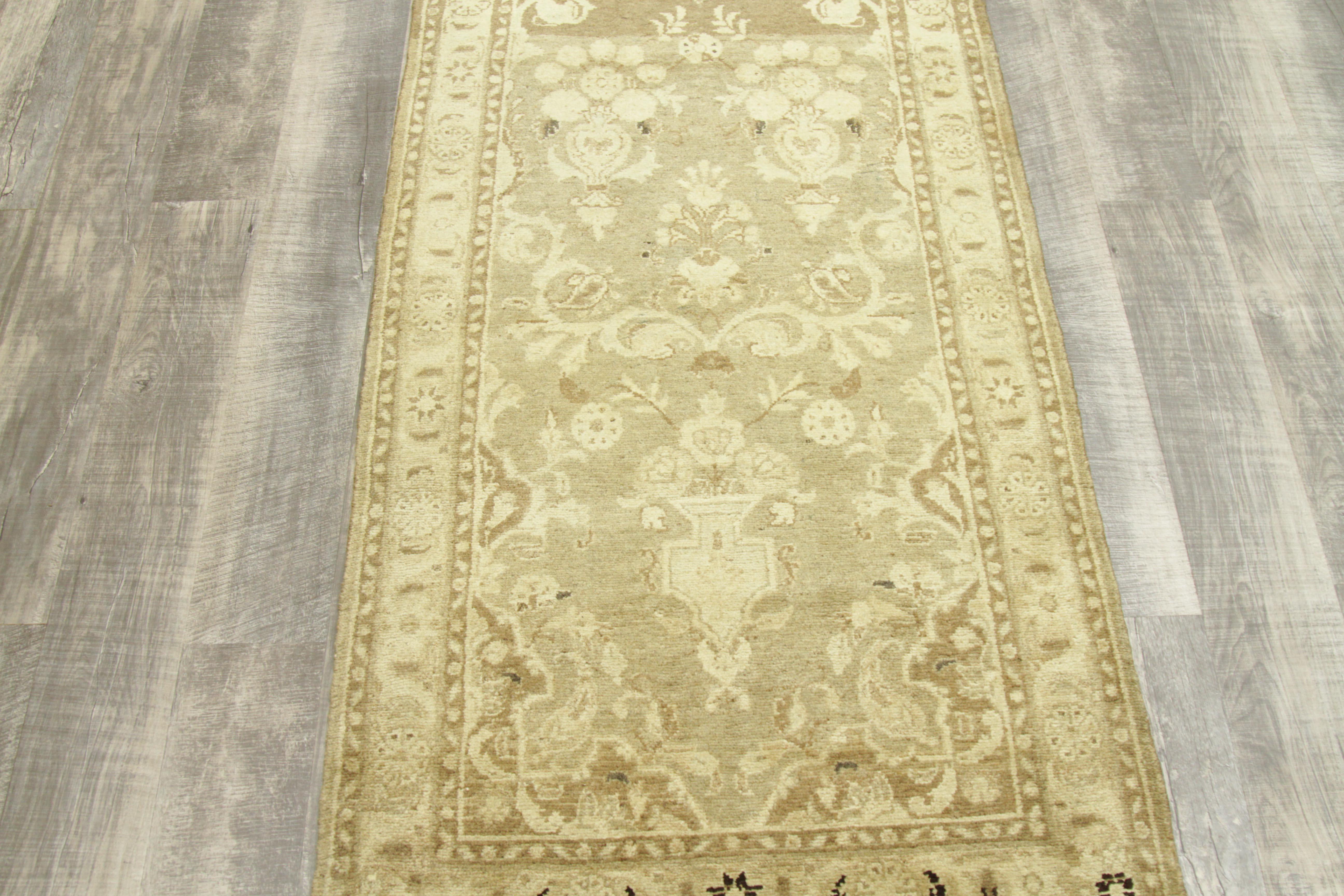 Persian Mehraban Runner Rug Circa 1910 - Wool Ivory Taupe Design - 75761 For Sale 2