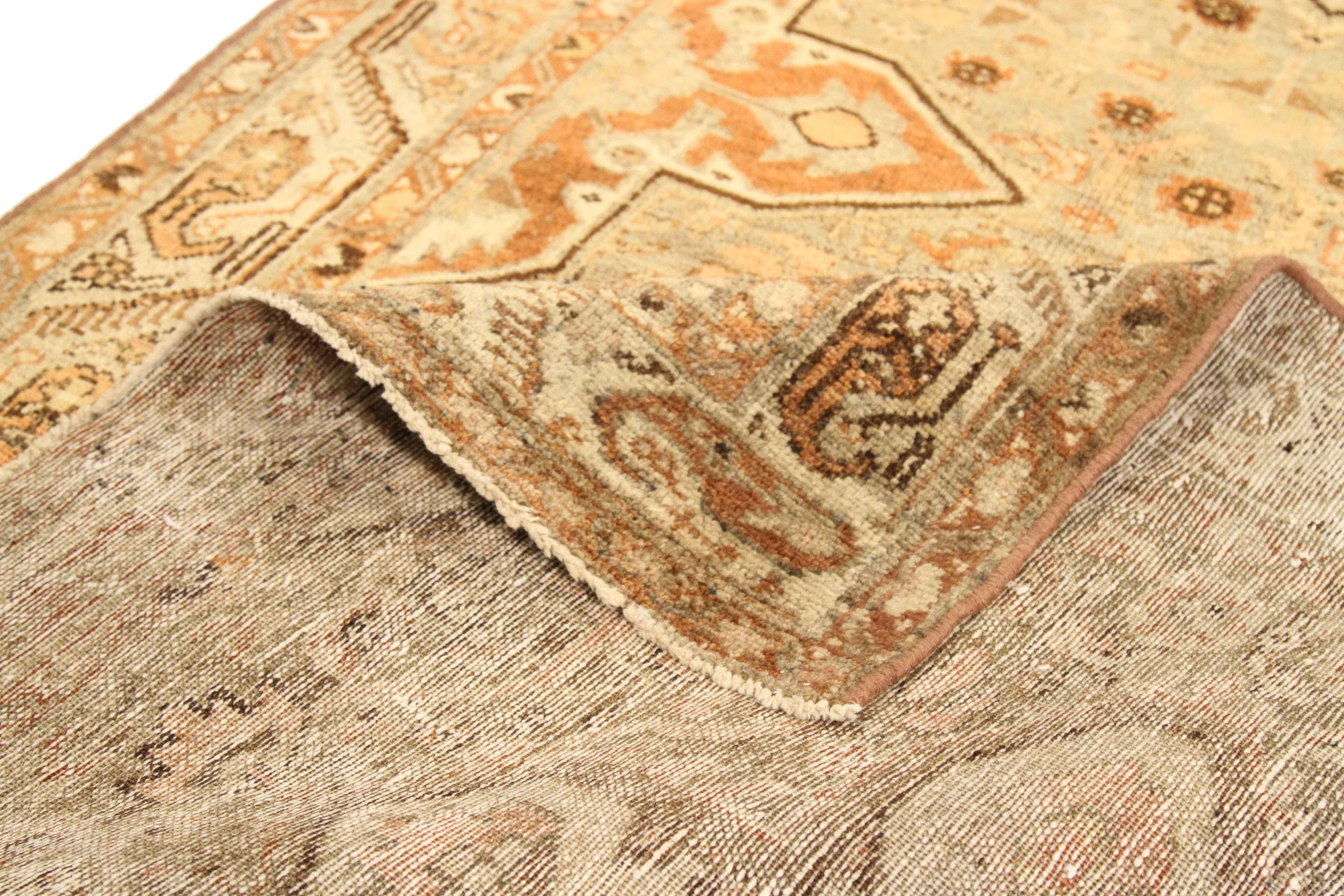 Persischer Mehraban Läufer Teppich CIRCA 1880 - Wolle Braun Elfenbein Rot Design - 75741 (Handgeknüpft) im Angebot