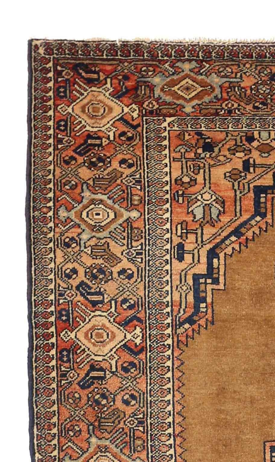 Turkish Antique Persian Rug Hamedan Design with Large Central Medallions Pattern For Sale