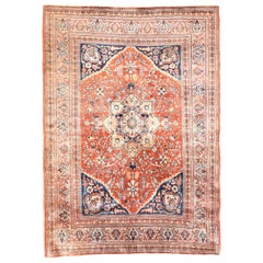 Antique Persian Rug Heriz, Silk on Silk, Hand Knotted, circa 1880