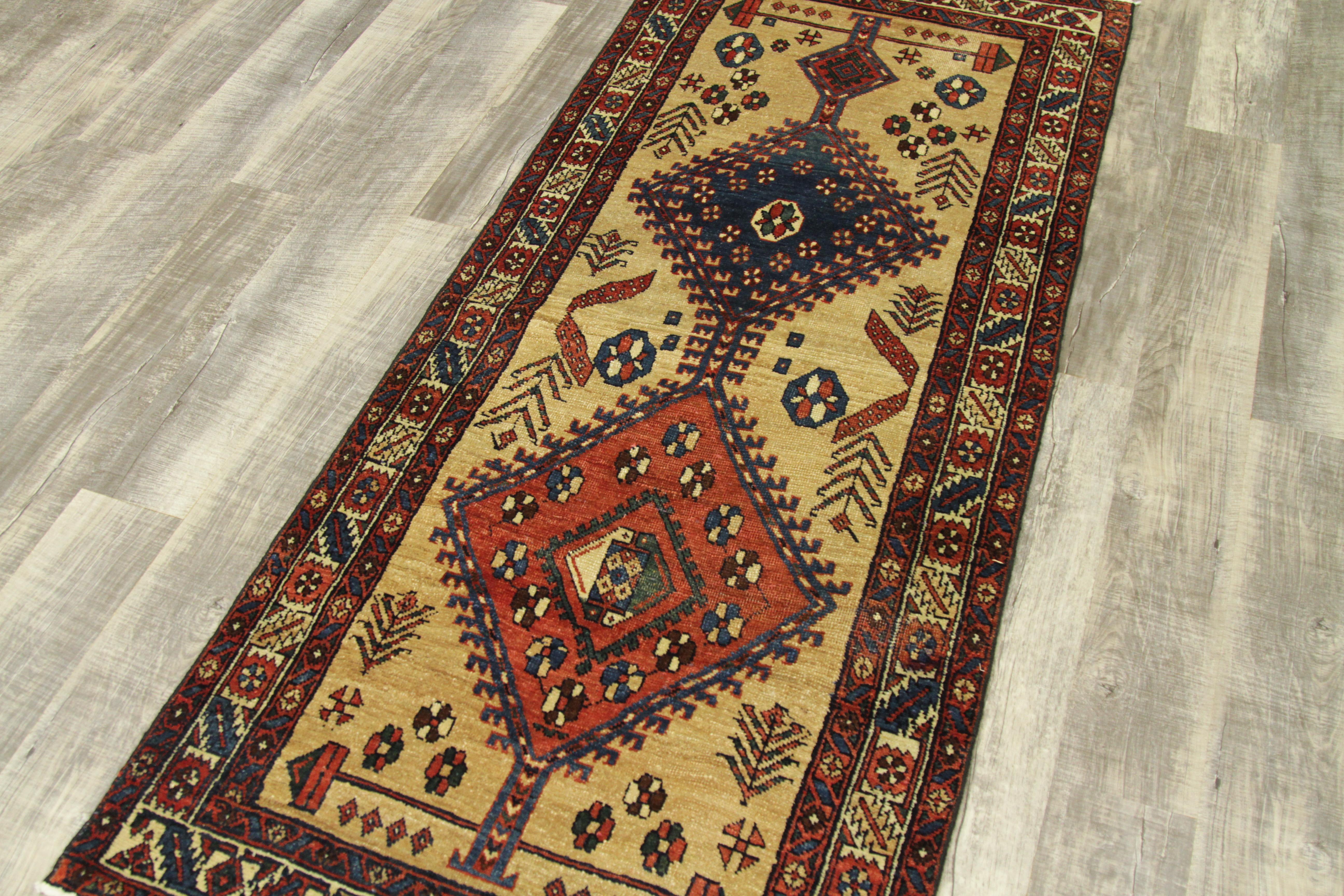 Antique Persian Rug in Azerbaijan Design with Fine Camel Hair Backing For Sale 2