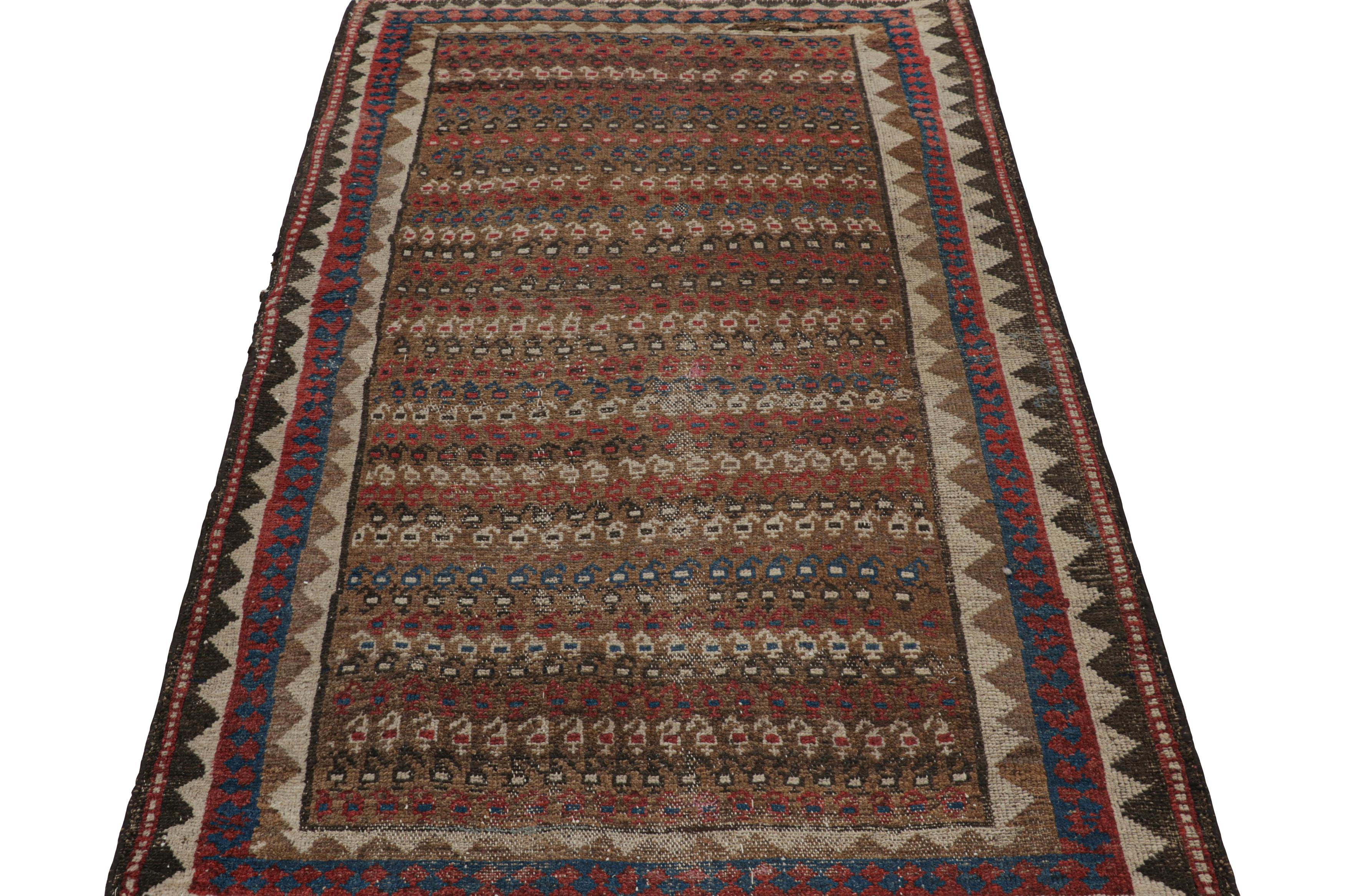 Antiker Perserteppich in Brown mit bunten geometrischen Mustern, von Rug & Kilim im Zustand „Gut“ im Angebot in Long Island City, NY