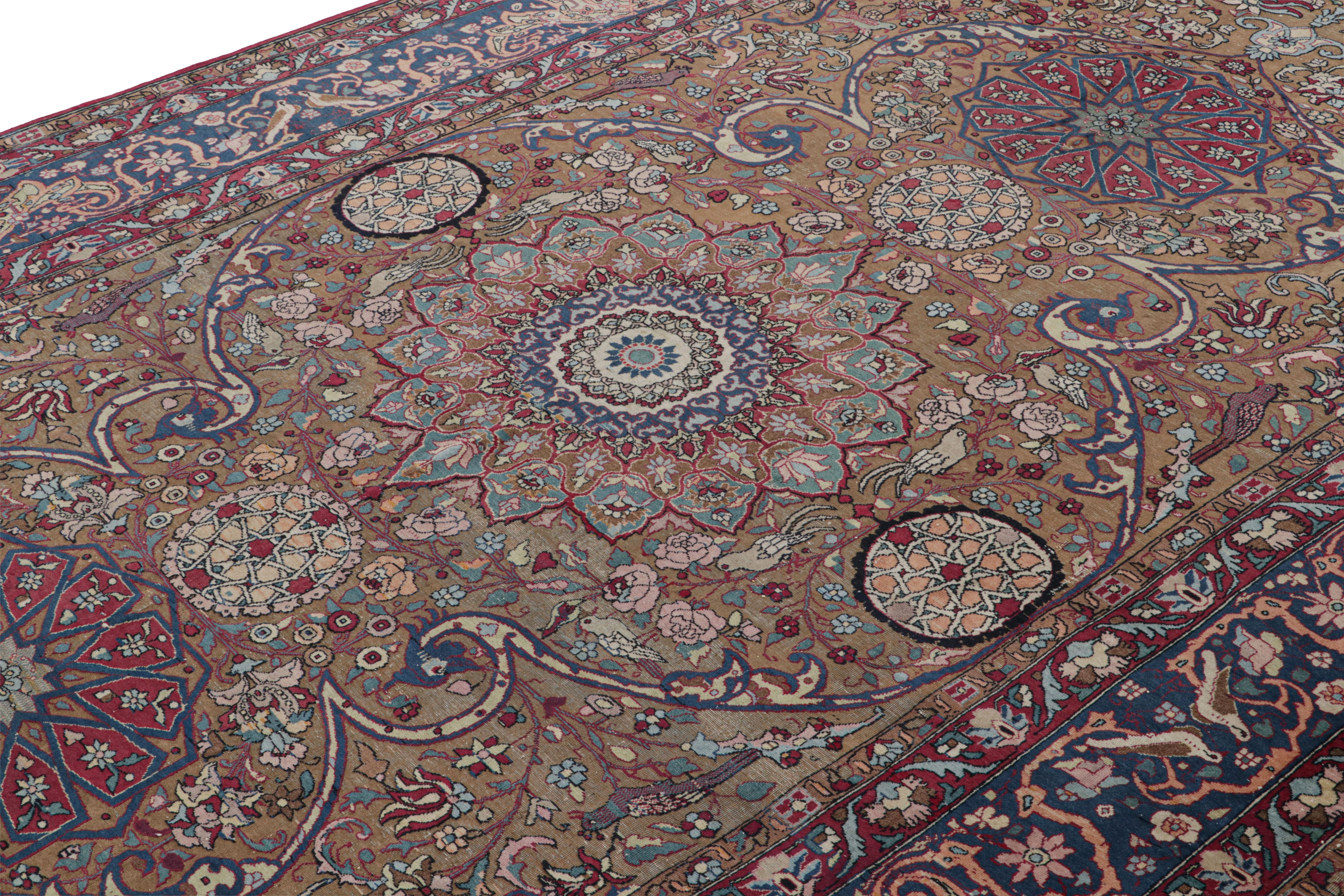 Antique Persian Rug in Chocolate Brown with Floral Medallions In Good Condition For Sale In Long Island City, NY