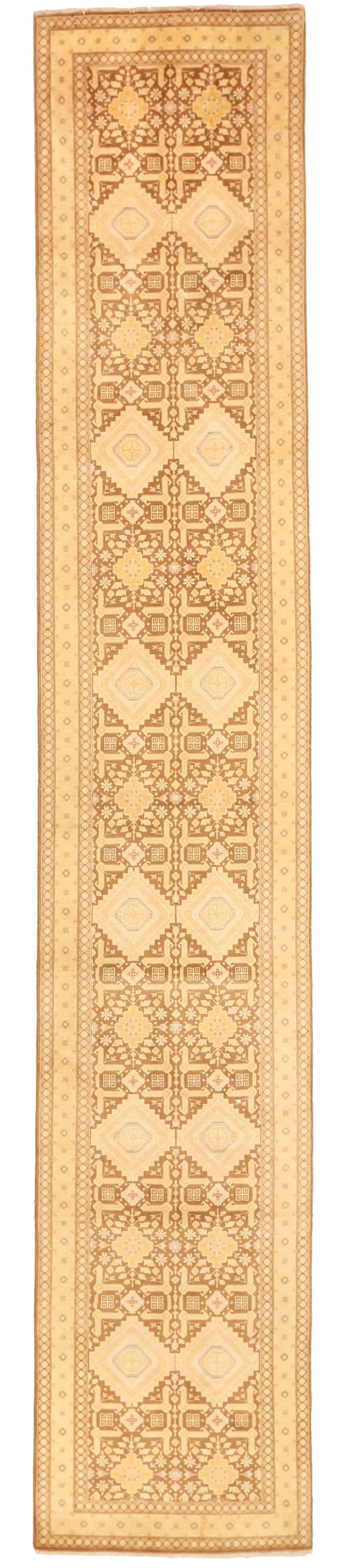 Antique Persian rug handcrafted in the 1940s using fine weaving knots to highlight its intricate Tabriz design patterns. It has a simple but elegant gold and brown color motif that matches well with modern and contemporary home designs. This antique