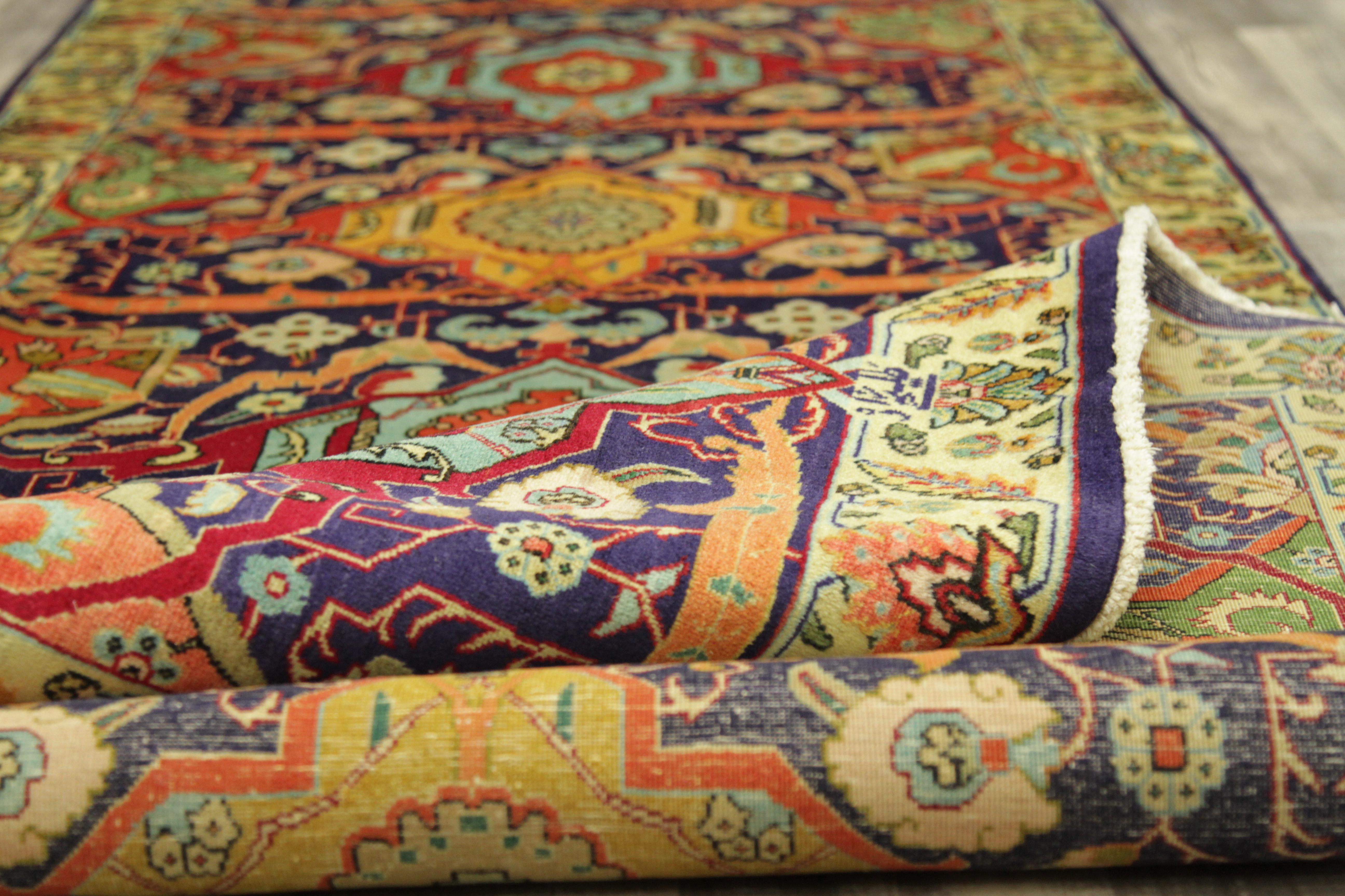 Special Twin Antique Persian Rug in Ornate Tabriz Design Circa 1950’s For Sale 5