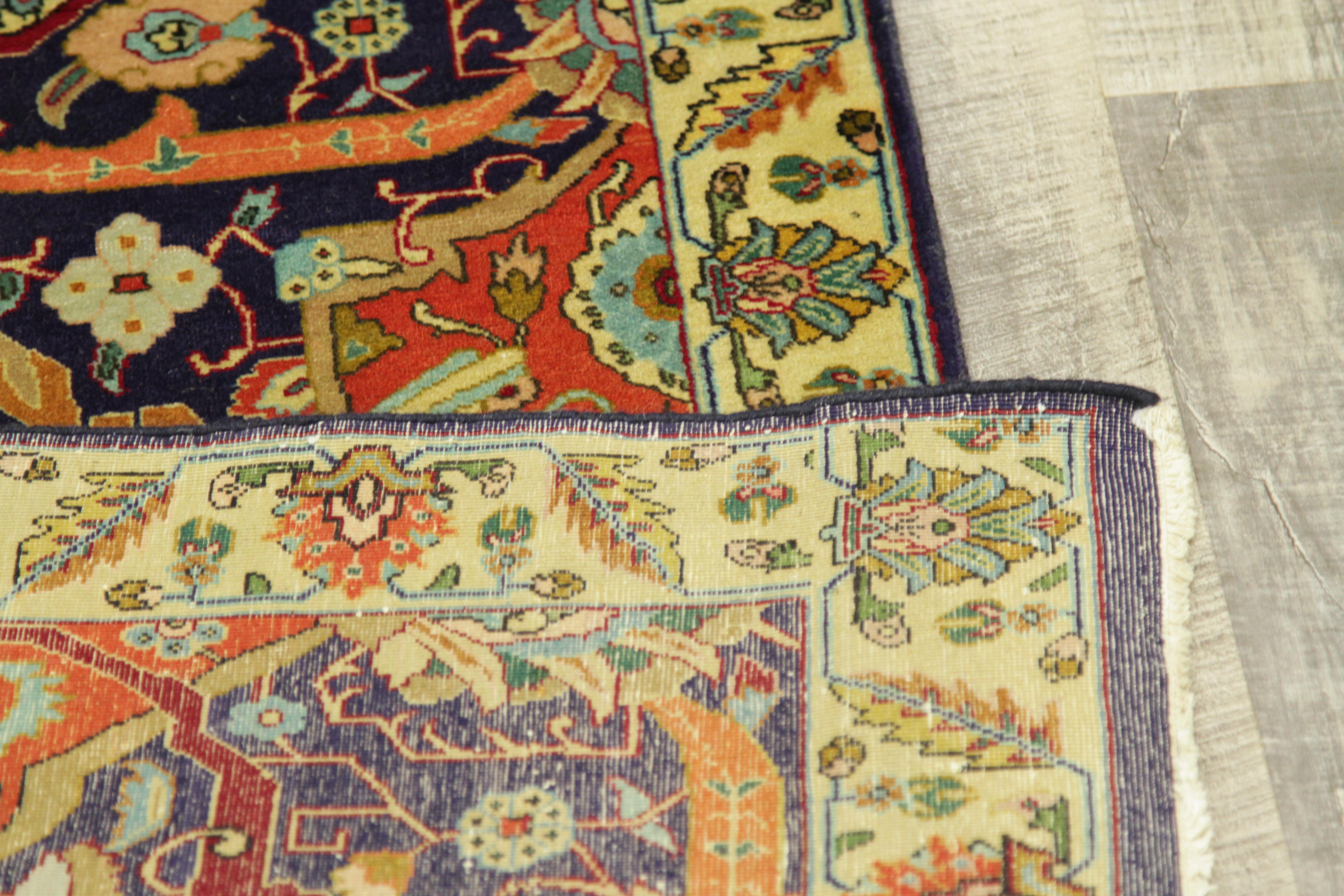 Special Twin Antique Persian Rug in Ornate Tabriz Design Circa 1950’s For Sale 7