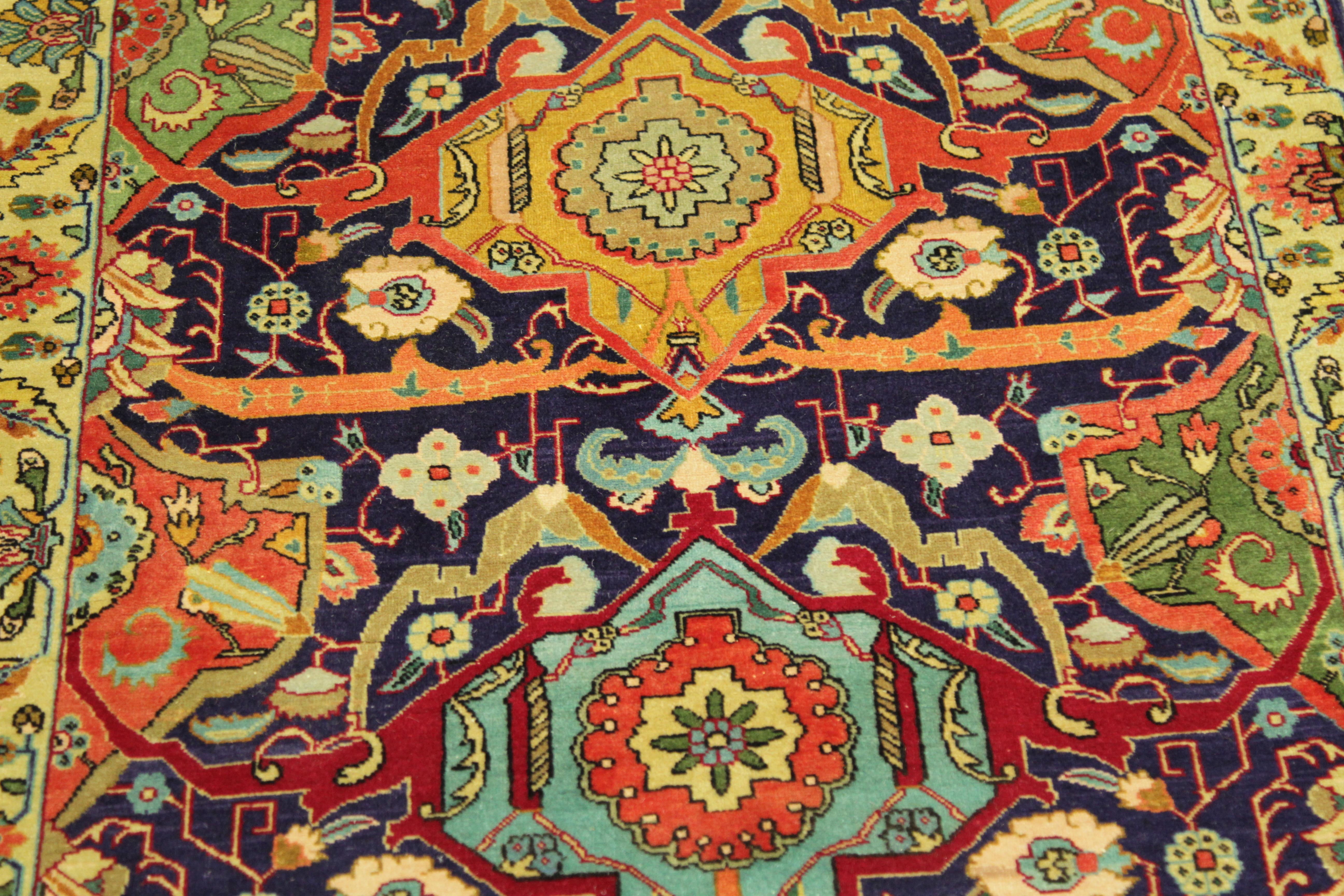 Special Twin Antique Persian Rug in Ornate Tabriz Design Circa 1950’s For Sale 8