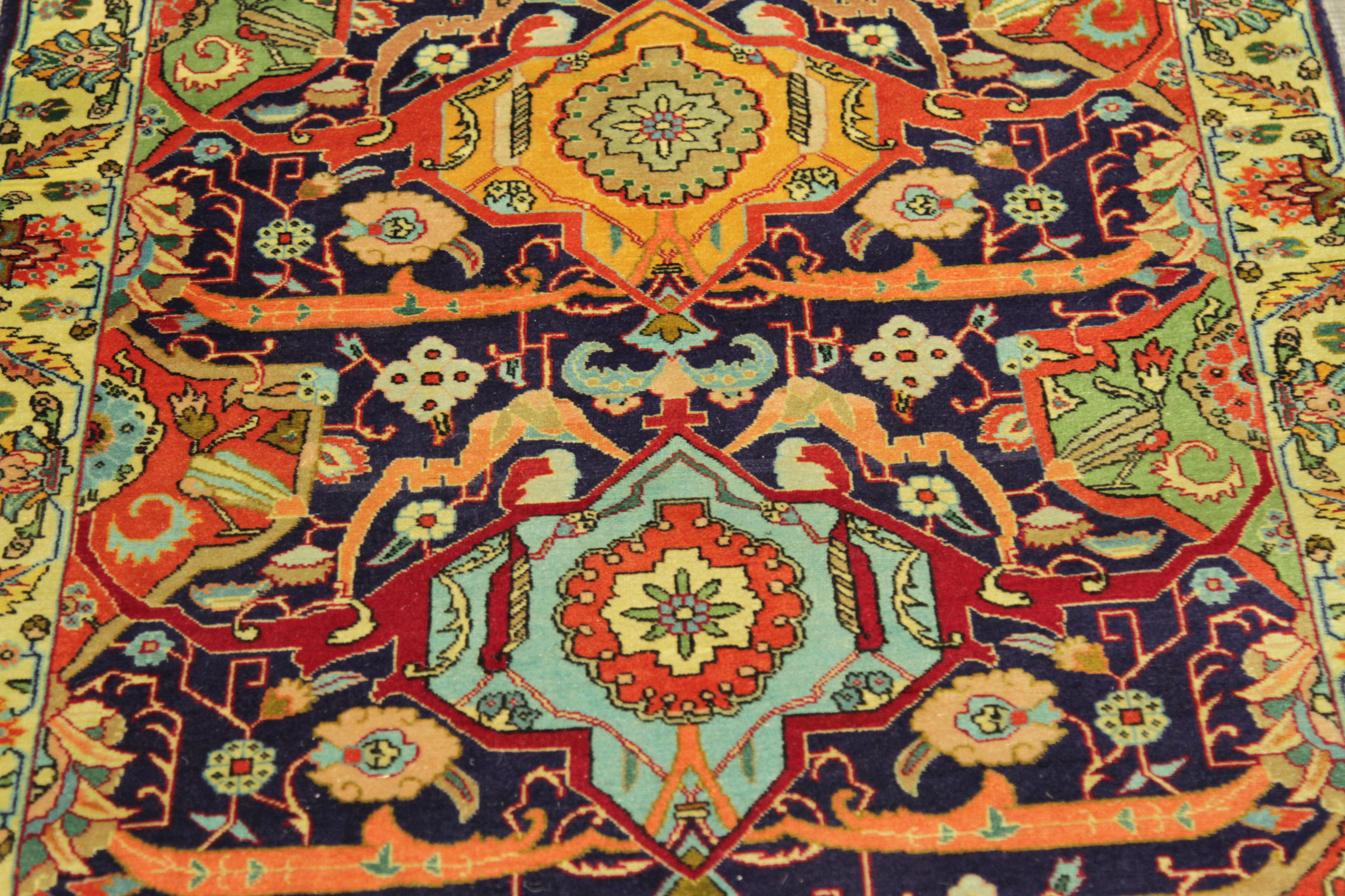 Special Twin Antique Persian Rug in Ornate Tabriz Design Circa 1950’s For Sale 9