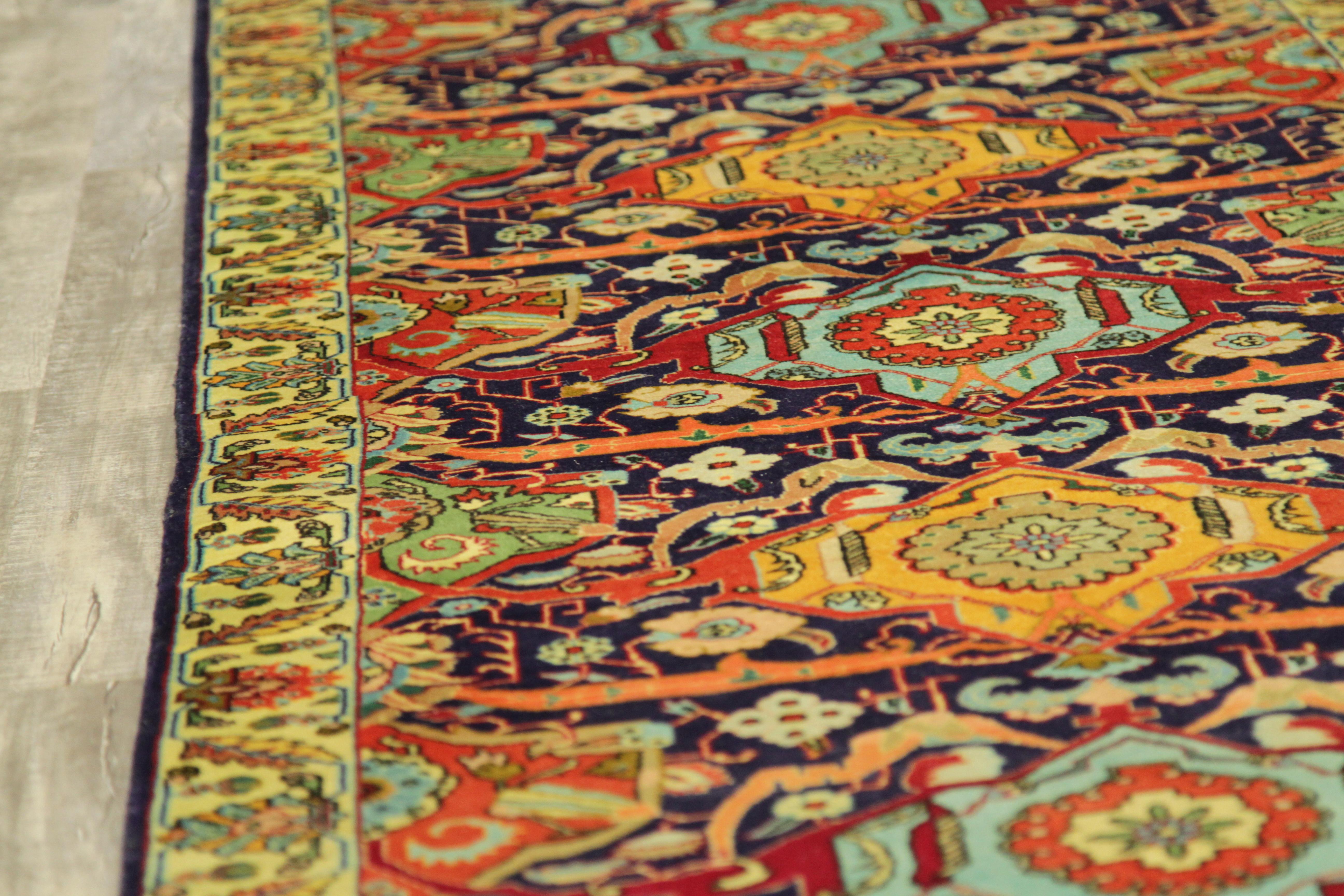 Special Twin Antique Persian Rug in Ornate Tabriz Design Circa 1950’s For Sale 11
