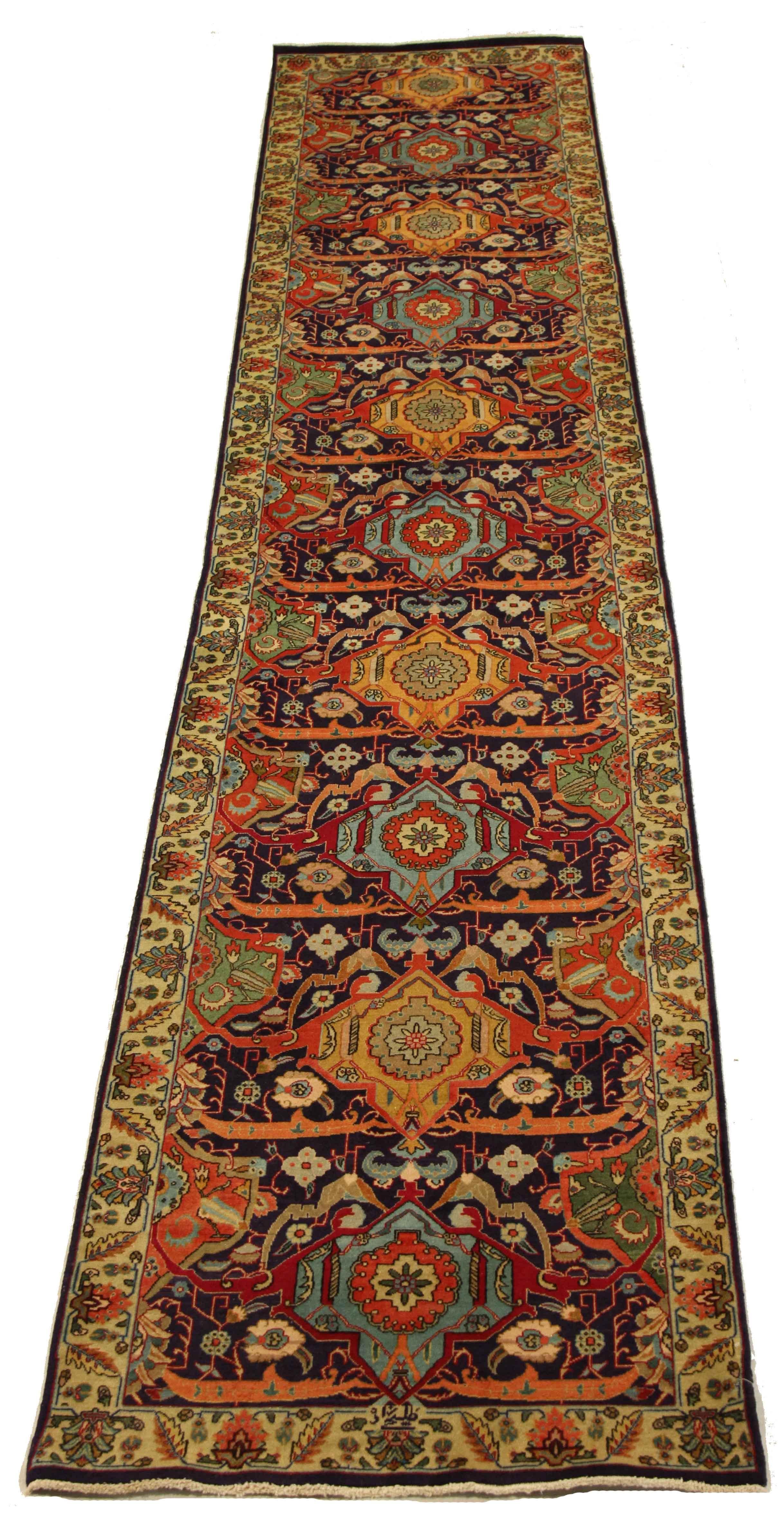 Hand-Knotted Special Twin Antique Persian Rug in Ornate Tabriz Design Circa 1950’s For Sale
