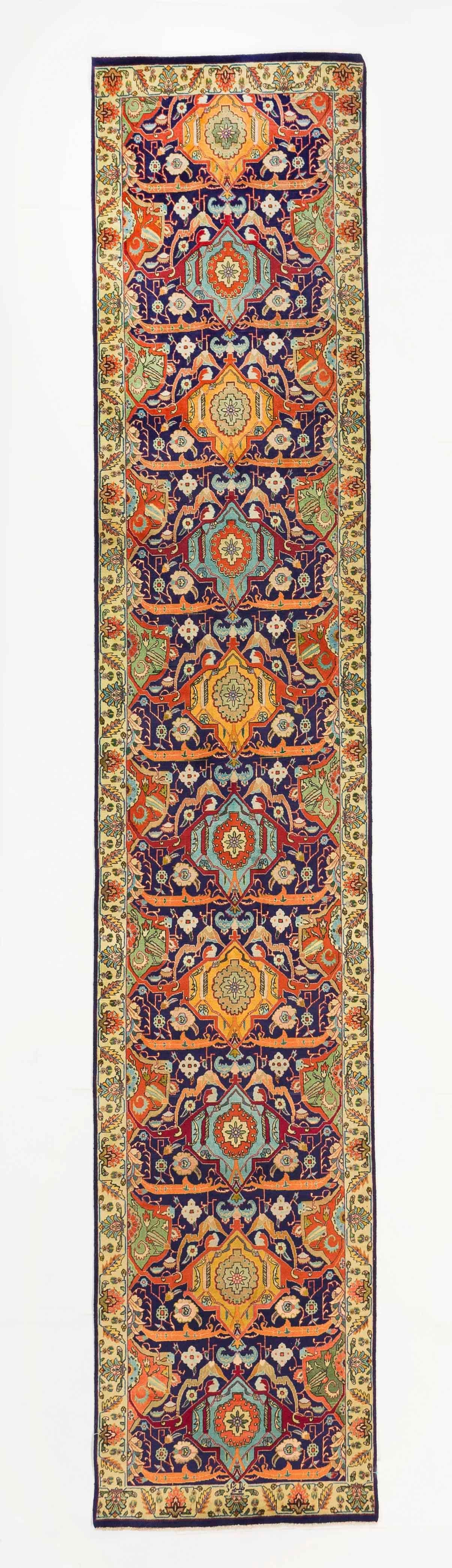 Special Twin Antique Persian Rug in Ornate Tabriz Design Circa 1950’s In Excellent Condition For Sale In Dallas, TX