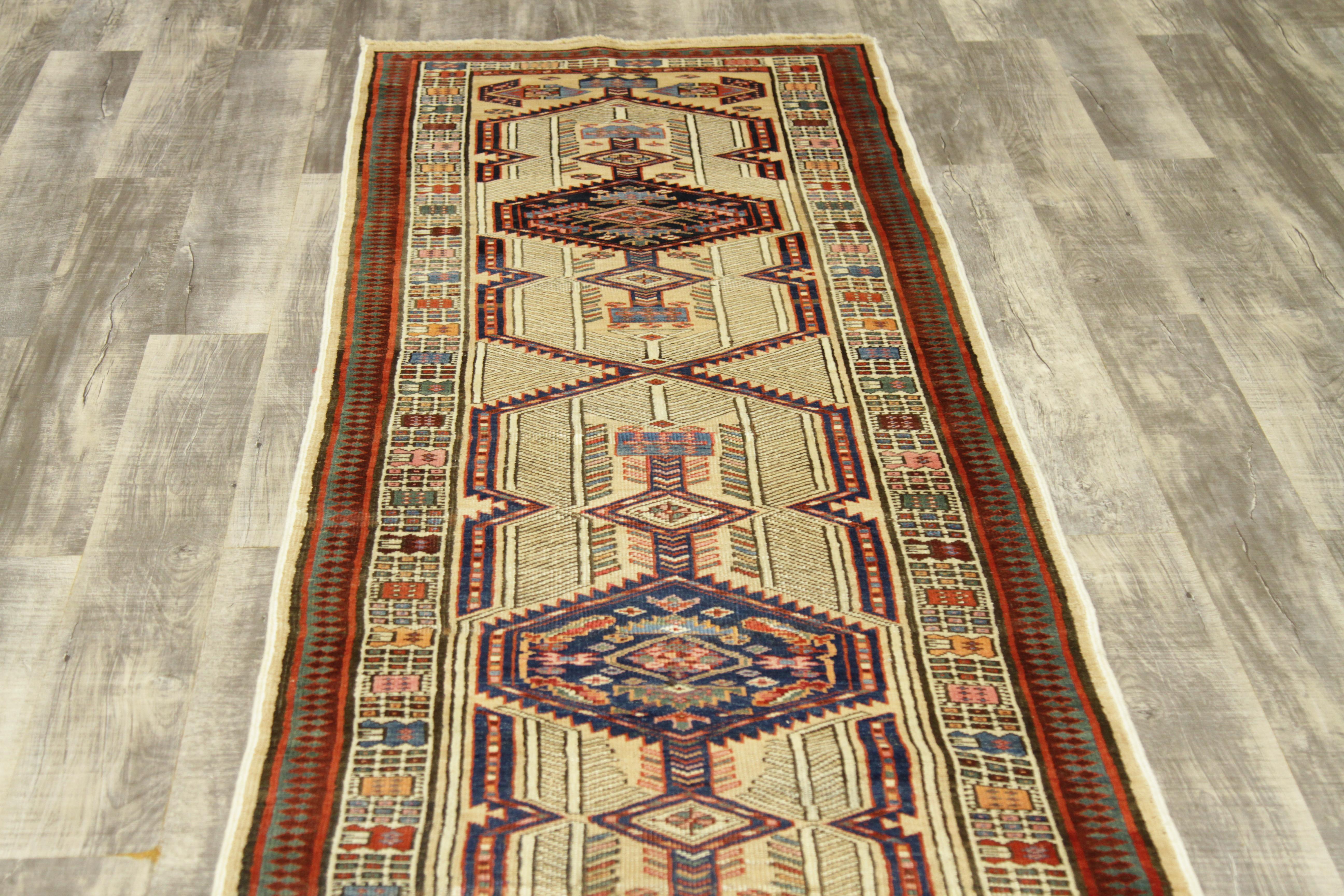 Hand-Knotted Antique Persian Rug in Tribal Sarab Design with Fine Wool Backing, circa 1930s For Sale