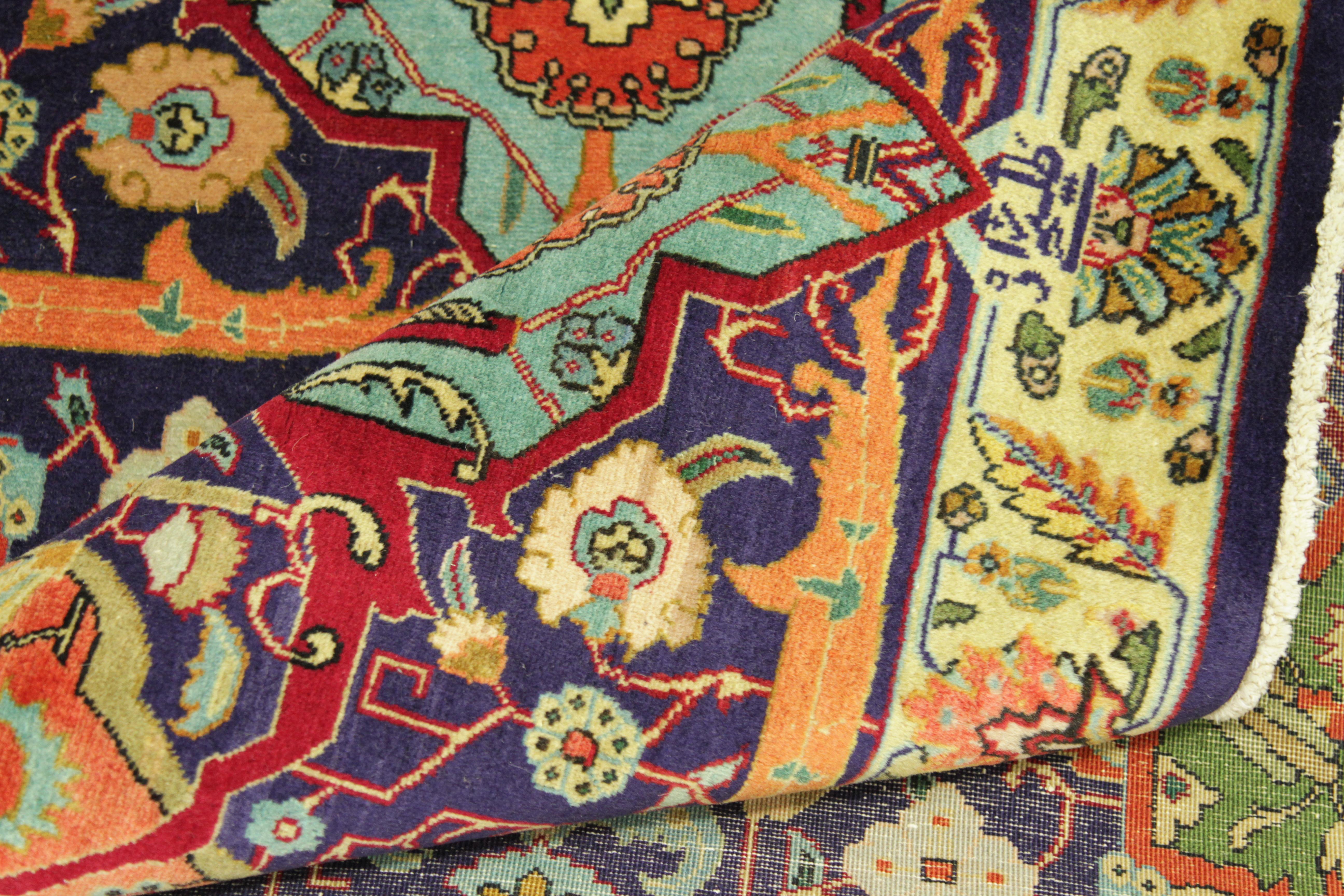 Special Twin Antique Persian Rug in Ornate Tabriz Design Circa 1950’s For Sale 3