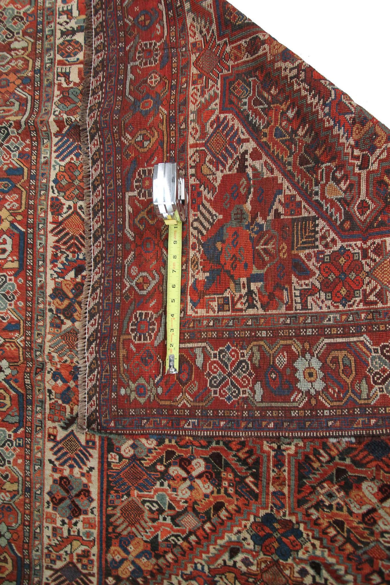 Antique Persian Rug Khamseh Caucasian Kazak Rug Runner Geometric Tribal  For Sale 7