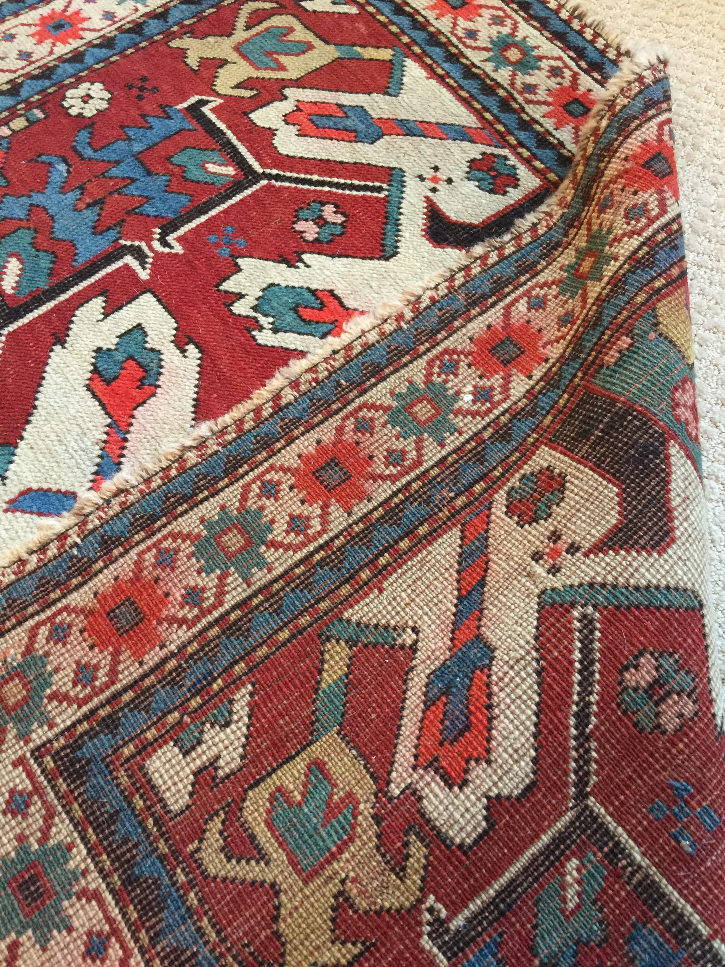 Antique Persian Rug: Late 19th Century Eagle Kazak Chelaberd Wool Rug Carpet For Sale 7