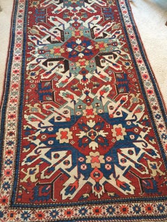 Antique Persian Rug: Late 19th Century Eagle Kazak Chelaberd Wool Rug Carpet
