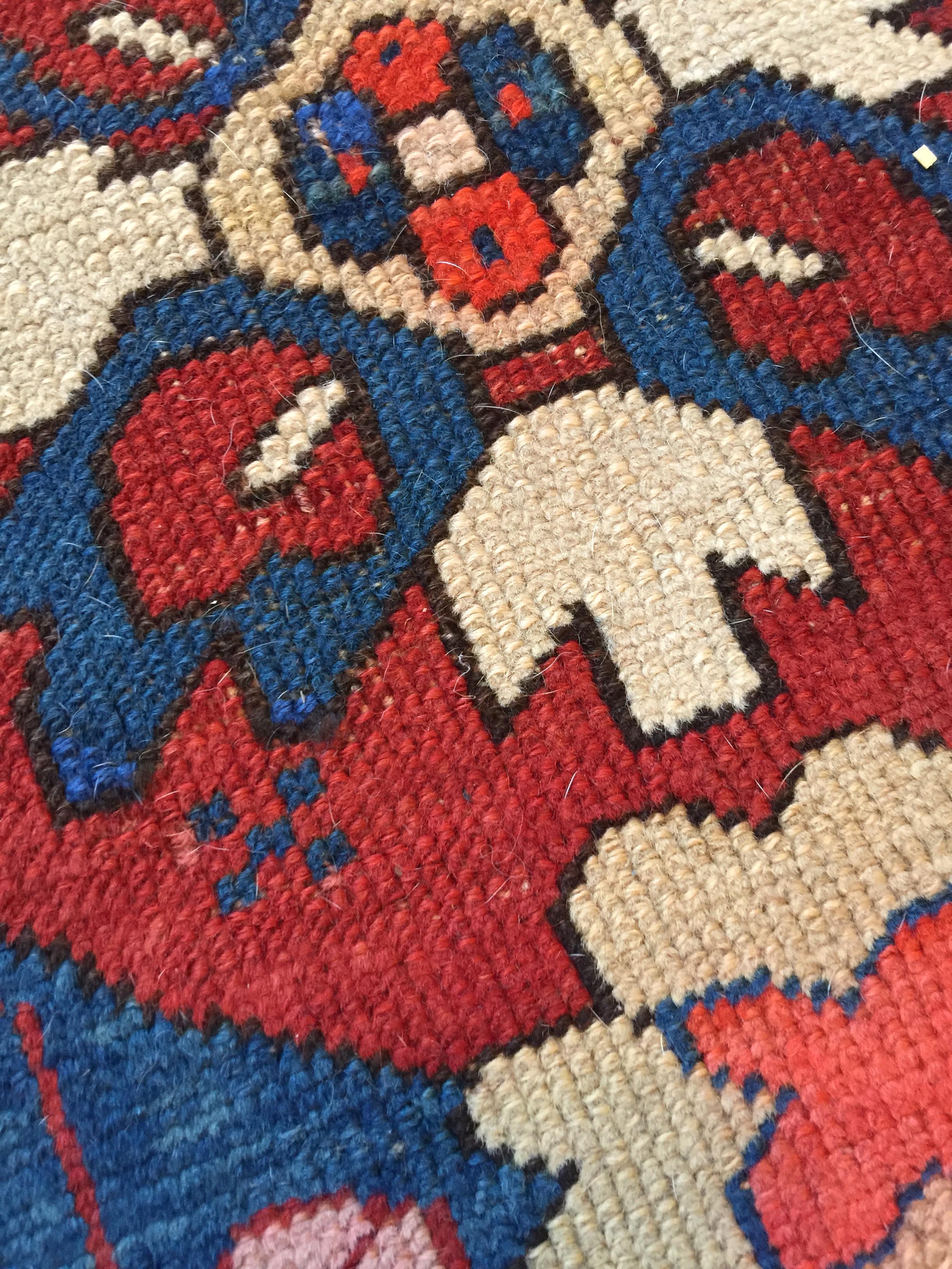 Antique Persian Rug: Late 19th Century Eagle Kazak Chelaberd Wool Rug Carpet For Sale 1