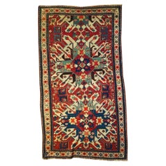 Antique Persian Rug: Late 19th Century Eagle Kazak Chelaberd Wool Rug Carpet