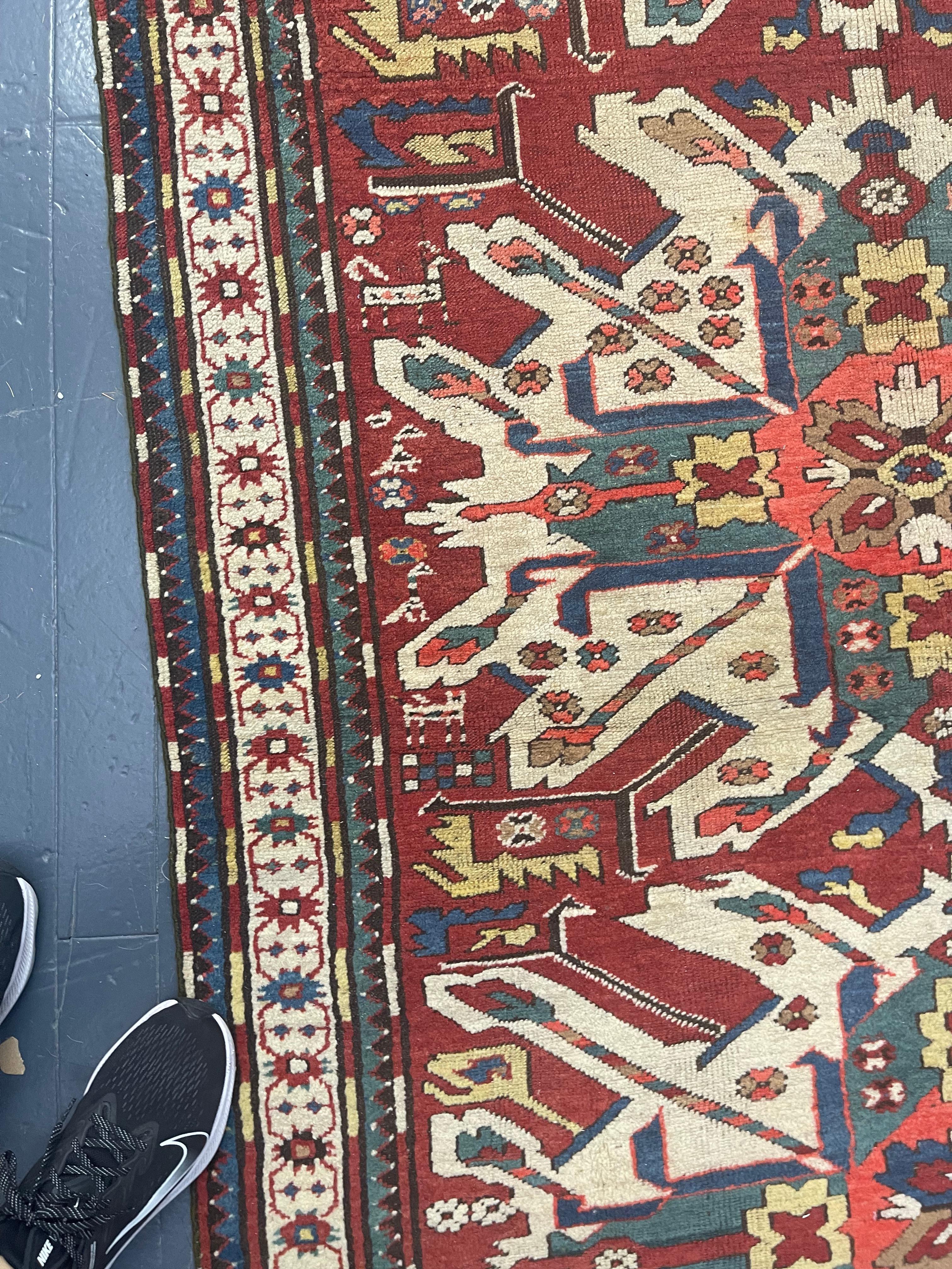 Antique Persian Rug Late 19th Century Eagle Kazak Chelaberd Wool Rug  For Sale 6