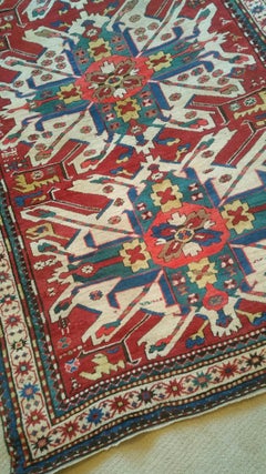 Antique Persian Rug Late 19th Century Eagle Kazak Chelaberd Wool Rug