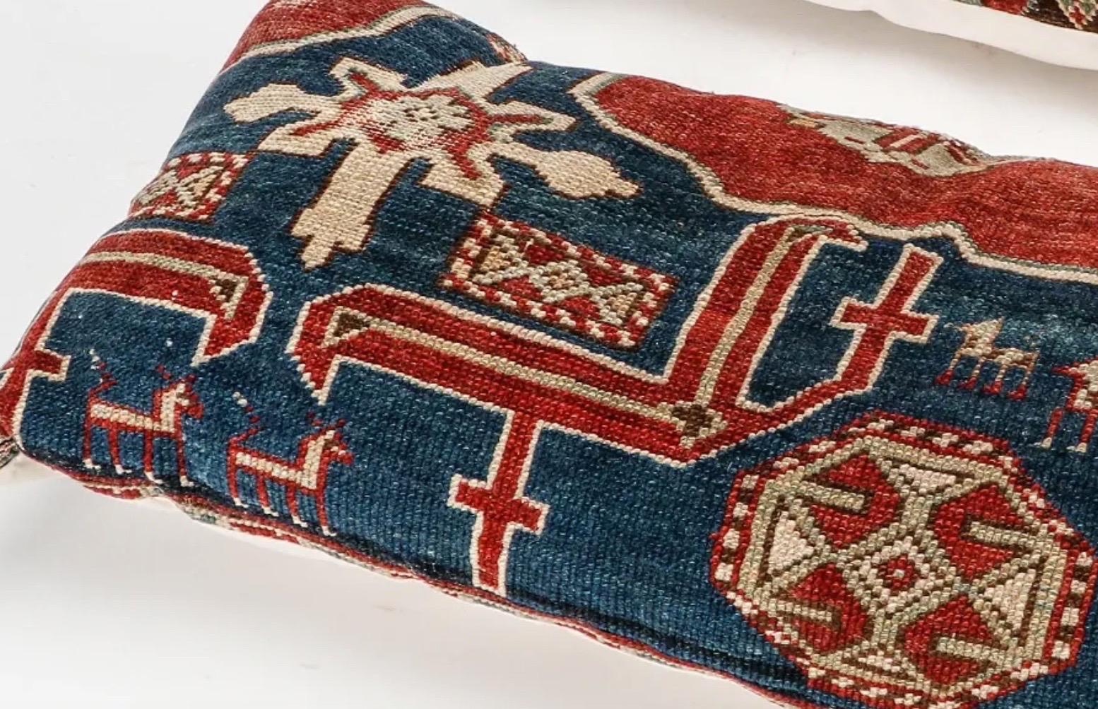 Serapi Vintage Persian Tribal Rug Lumbar Pillow 17 x 7 inches For Sale