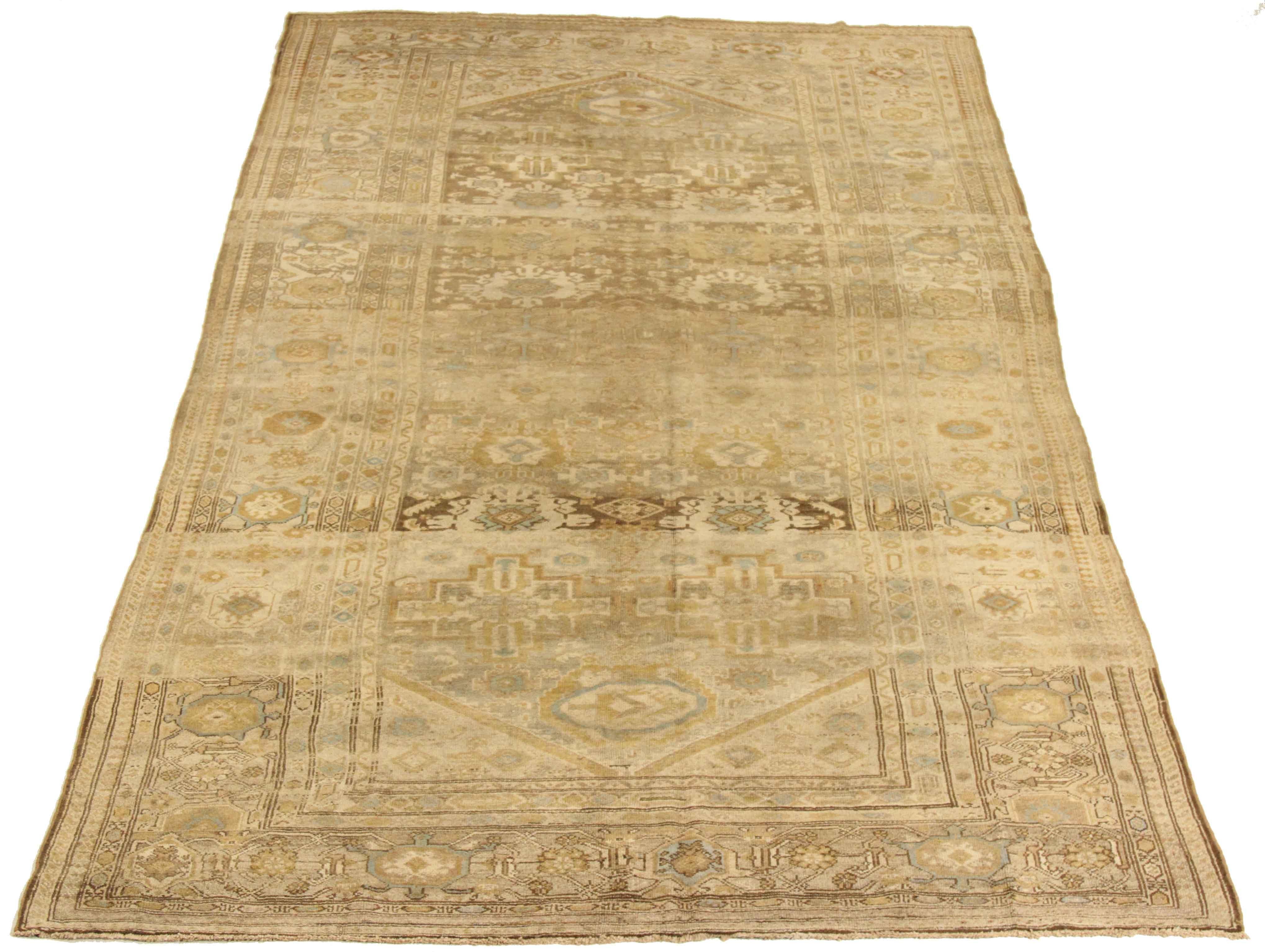 Hand-Knotted Persian Rug Malayer Design with Fading Rustic Floral Patterns, circa 1940 For Sale