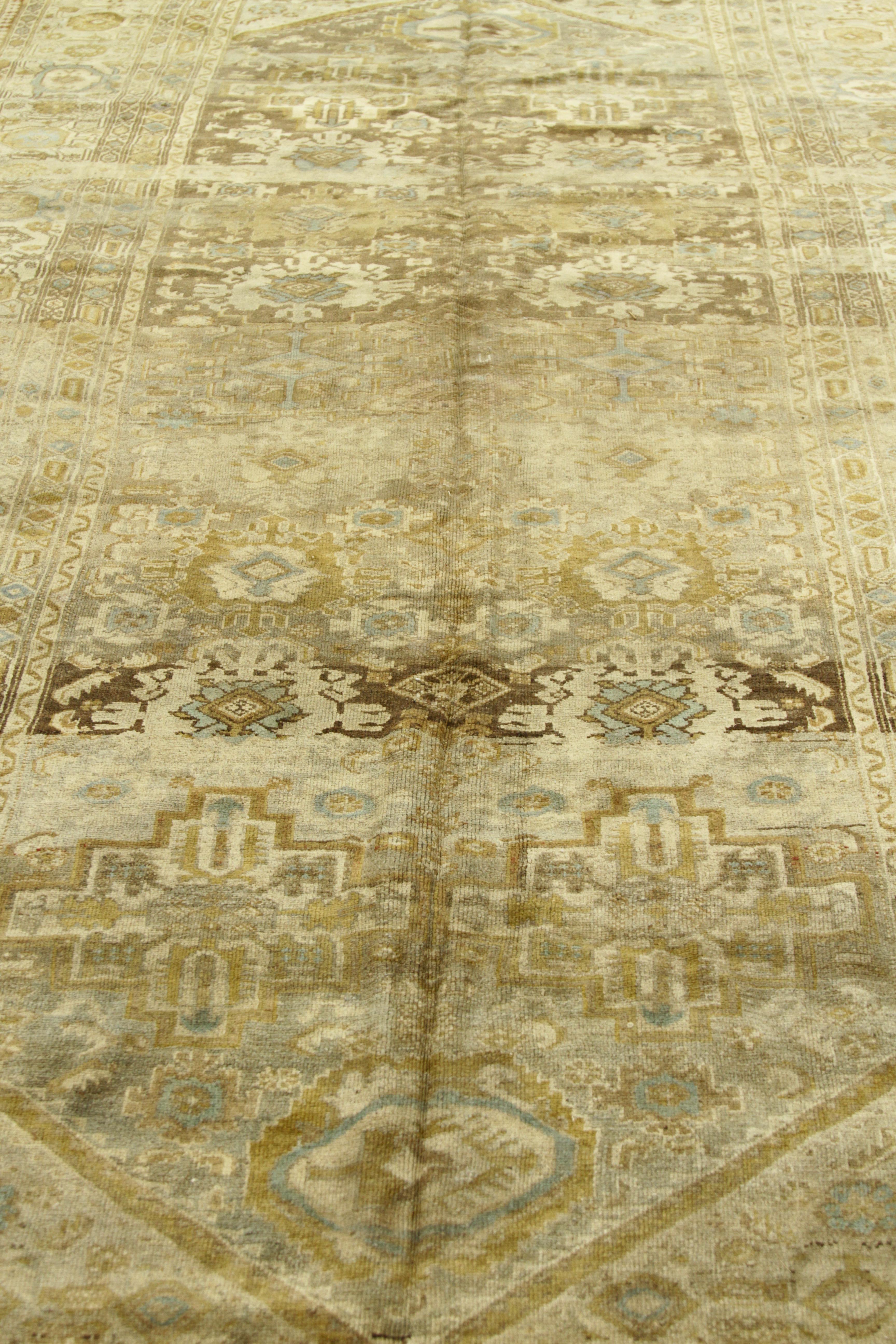 Wool Persian Rug Malayer Design with Fading Rustic Floral Patterns, circa 1940 For Sale