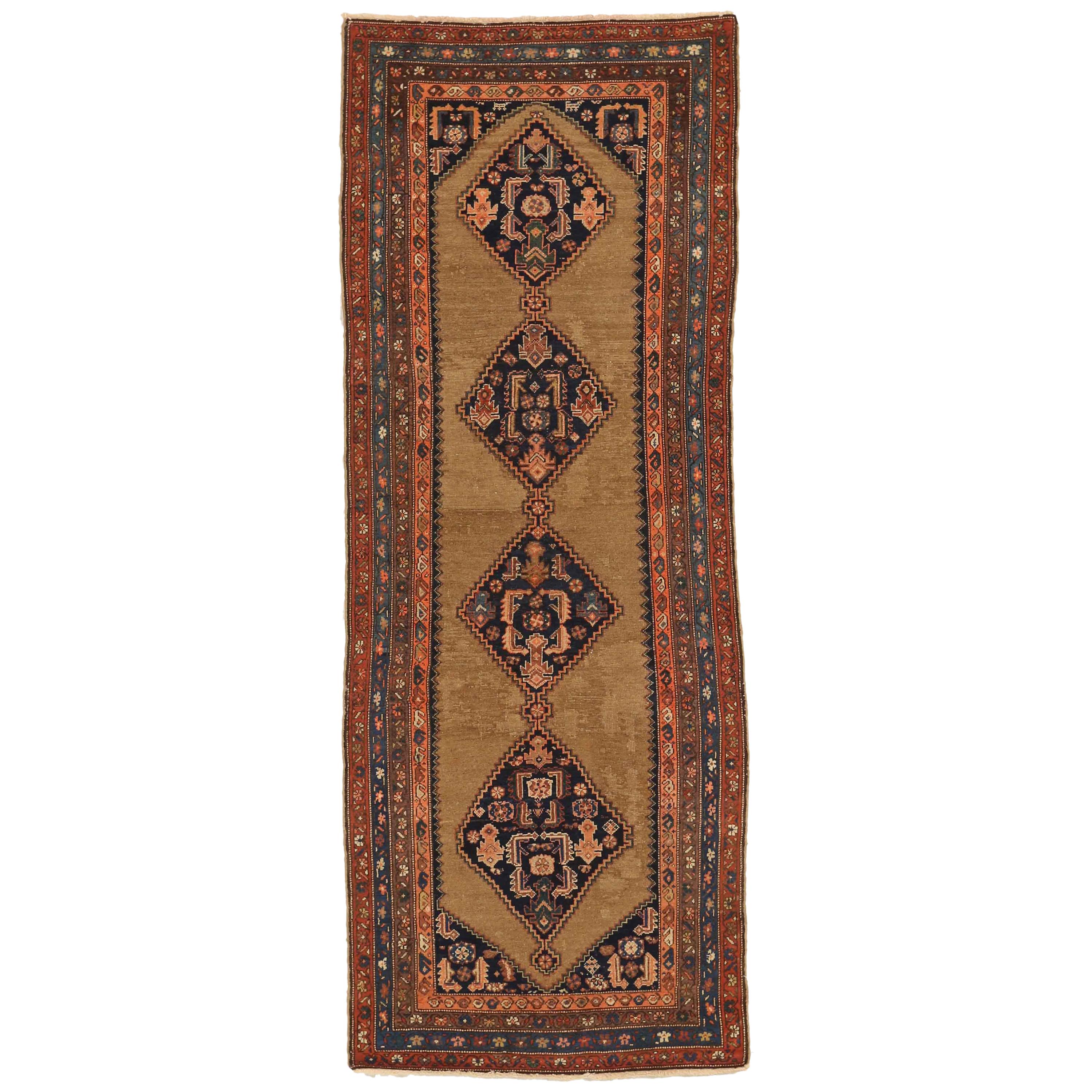 Antique Persian Rug Malayer Design with Fine Geometric Patterns, circa 1920s