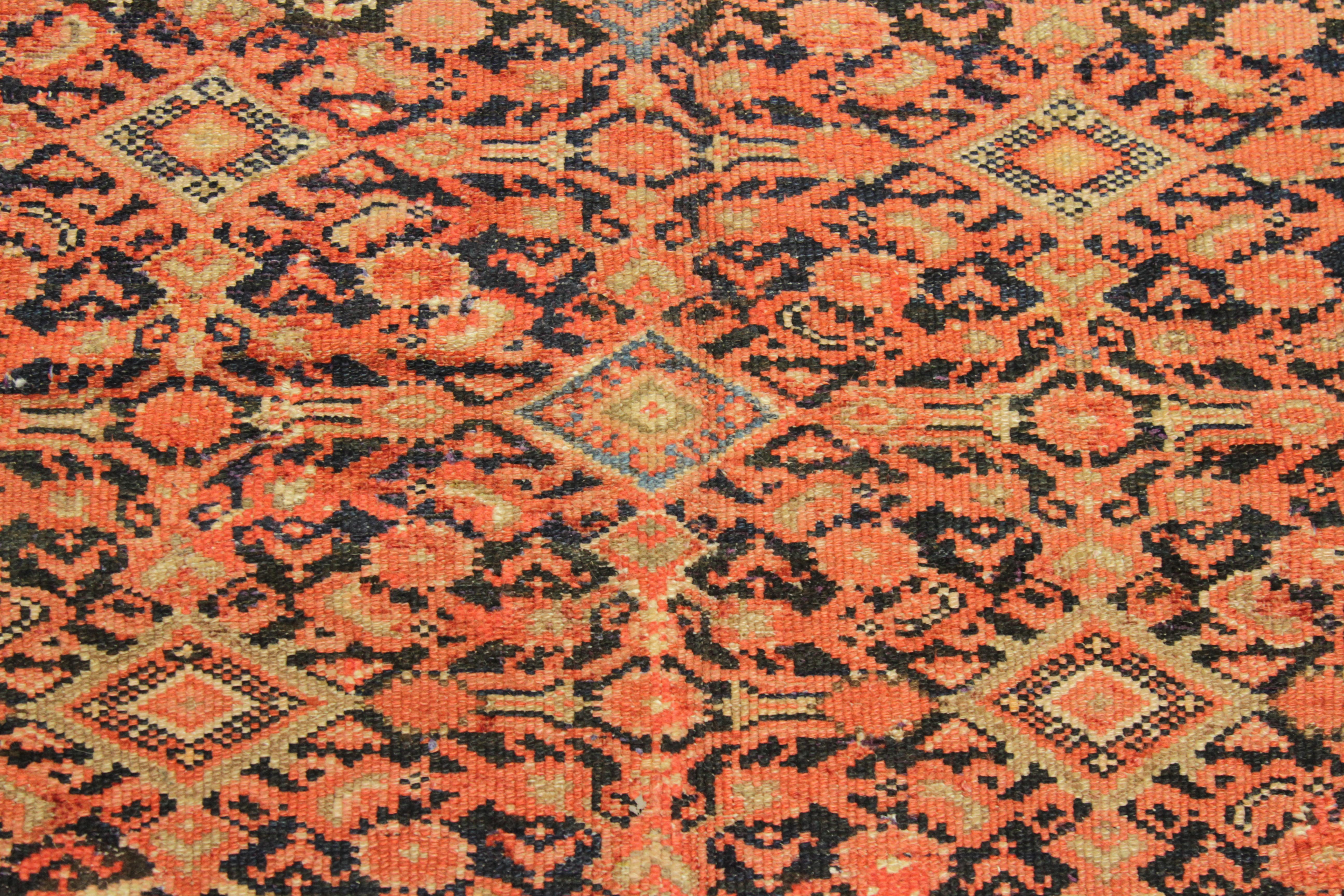 Antique Persian Rug Malayer Design with Orange and Black Details, circa 1930s For Sale 6