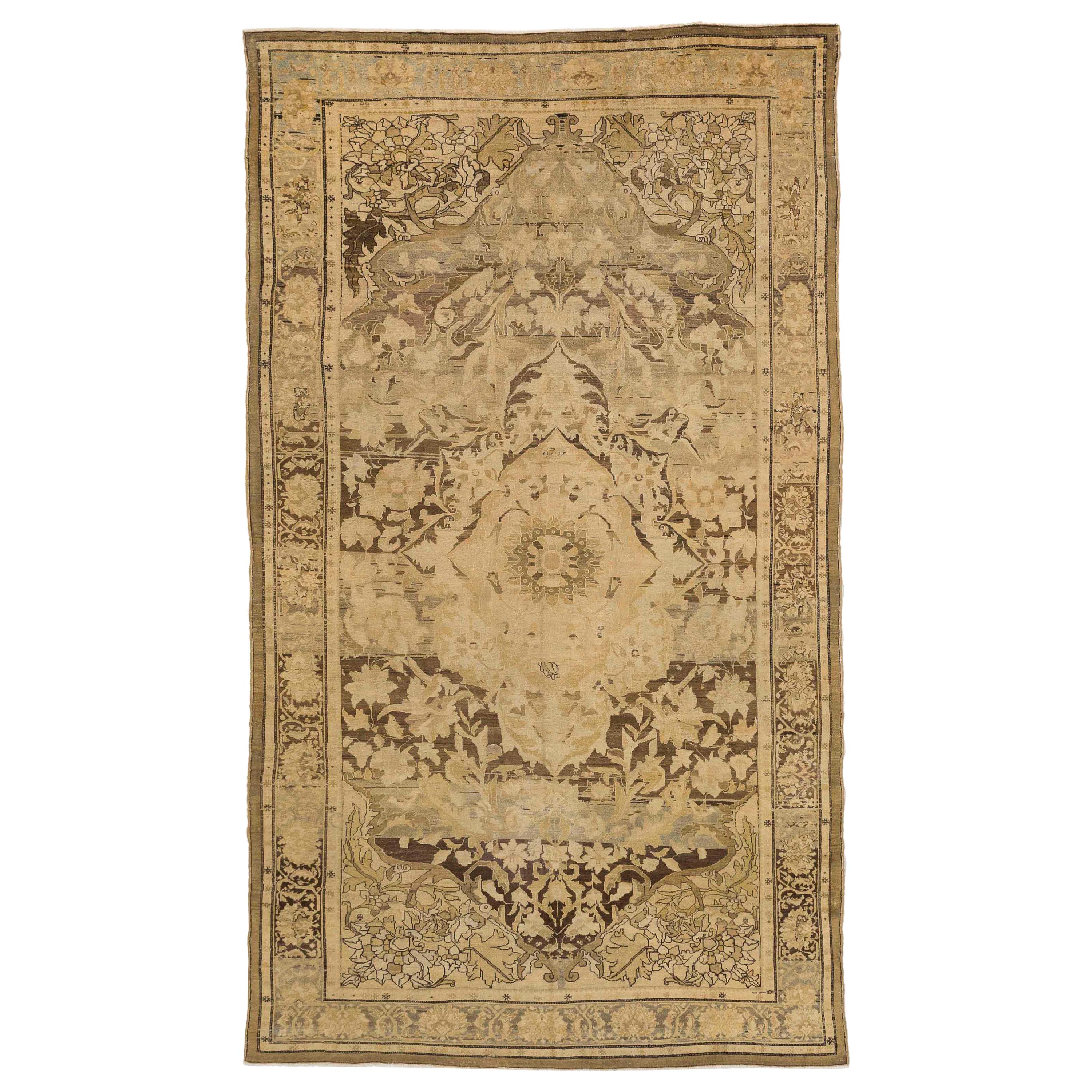 Antique Persian Rug Malayer Design with Rustic Floral Patterns, circa 1920s