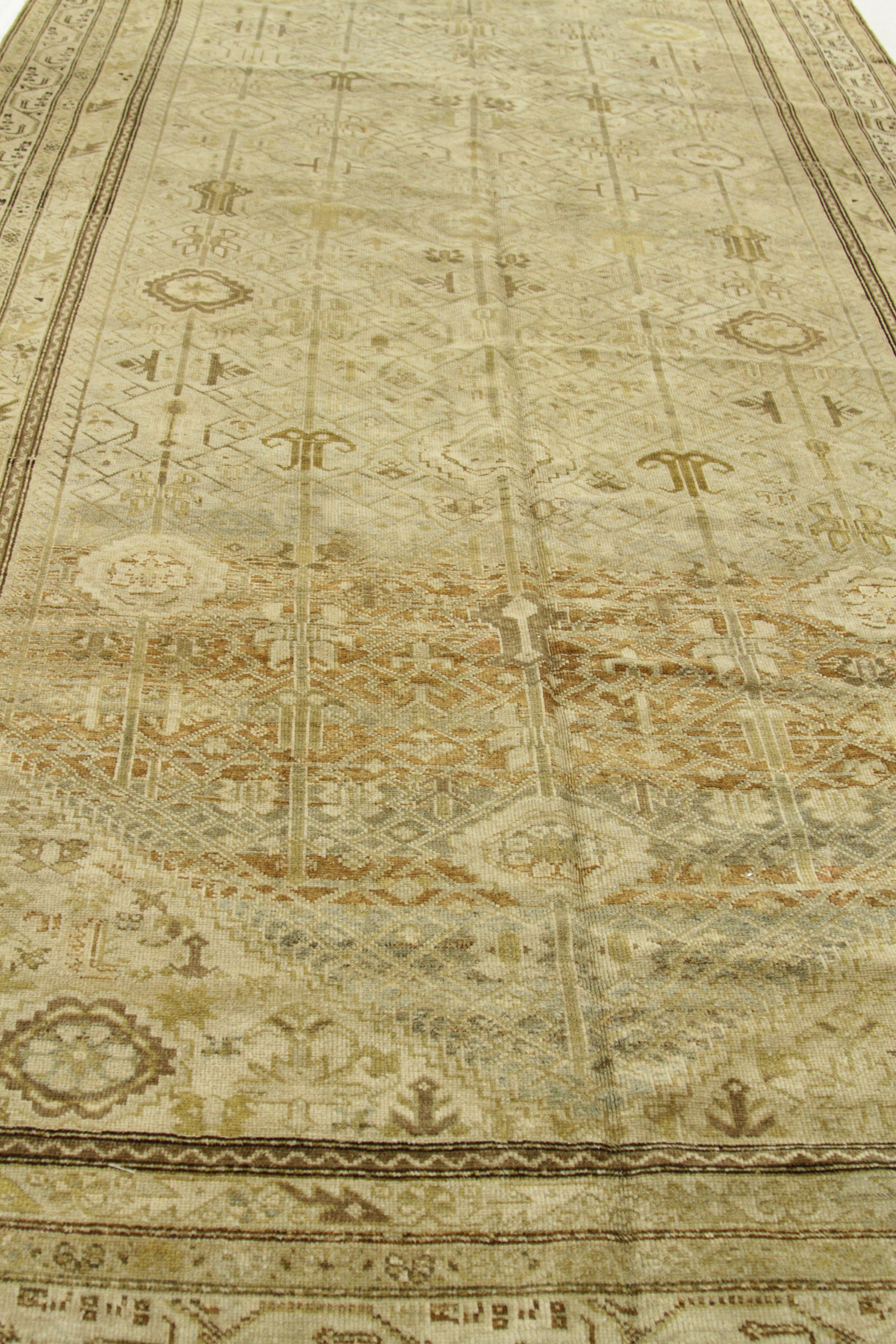 Antique Persian Rug Malayer Style in Black and Beige Floral Ensemble circa 1930s For Sale 3