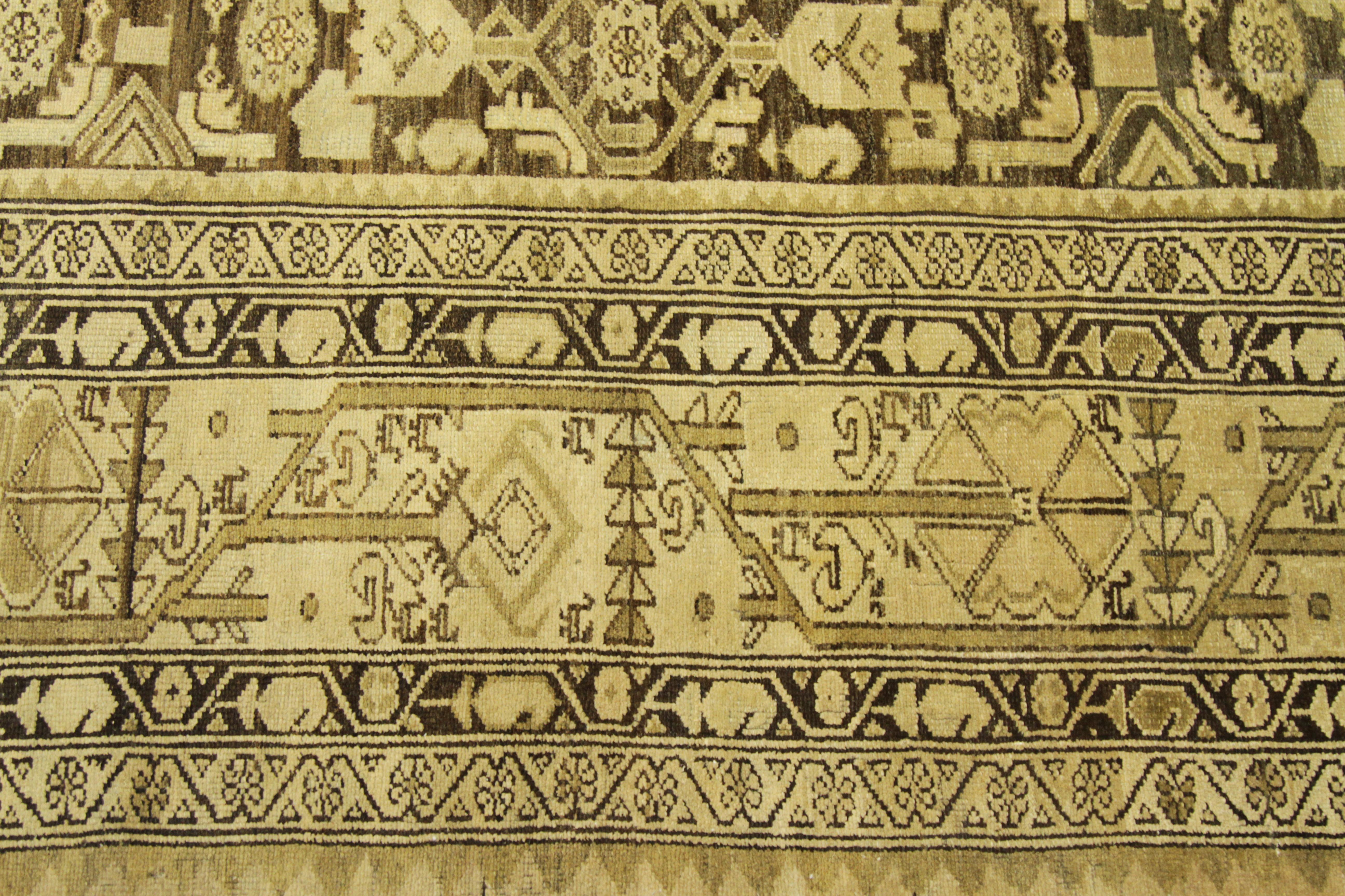 Persischer Teppich im Malayer-Stil mit beigem und braunem Designmuster, um 1930 im Angebot 2